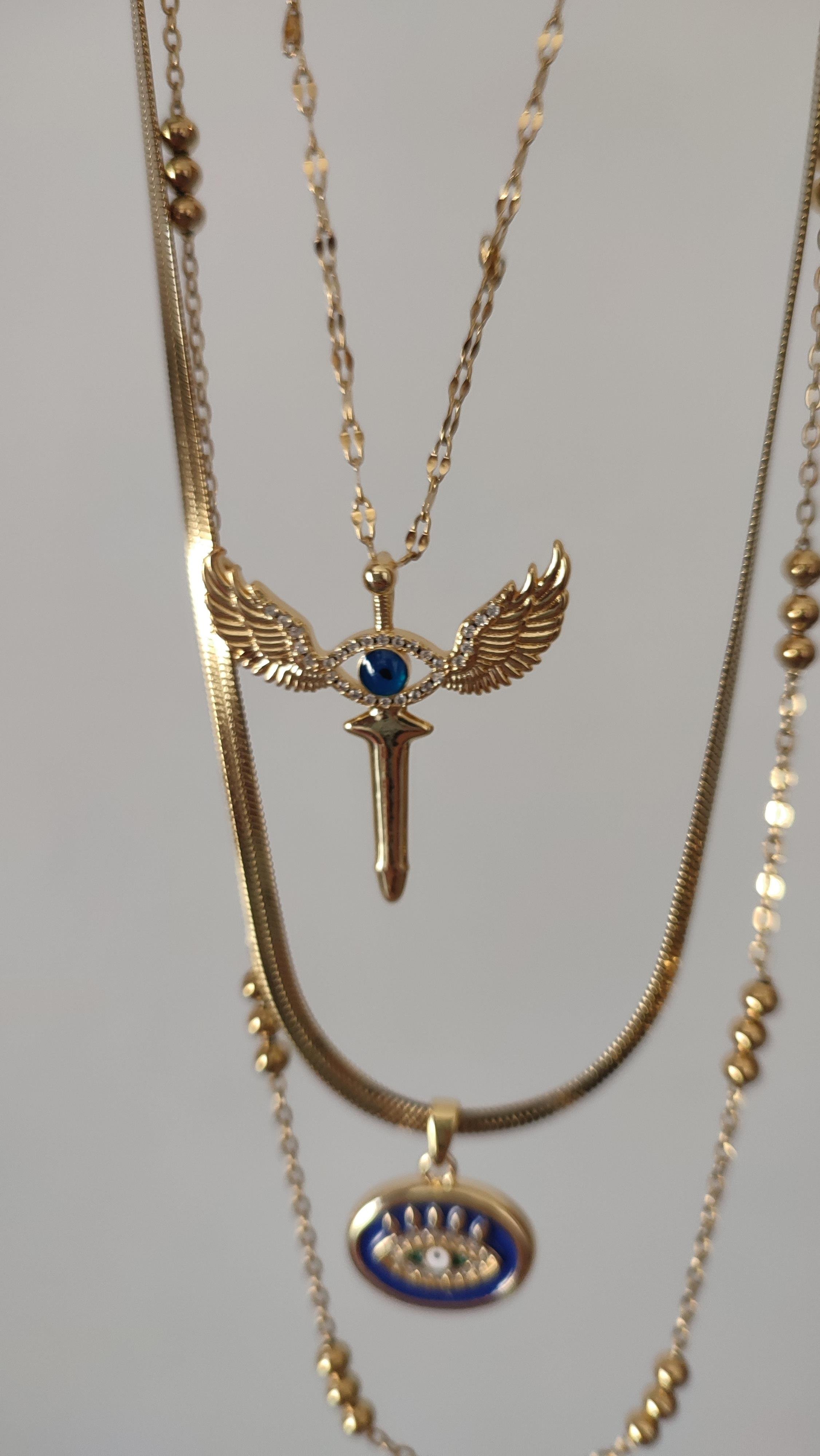 ÇELİK GOLD ANGEL ÇOKLU KOLYE 
