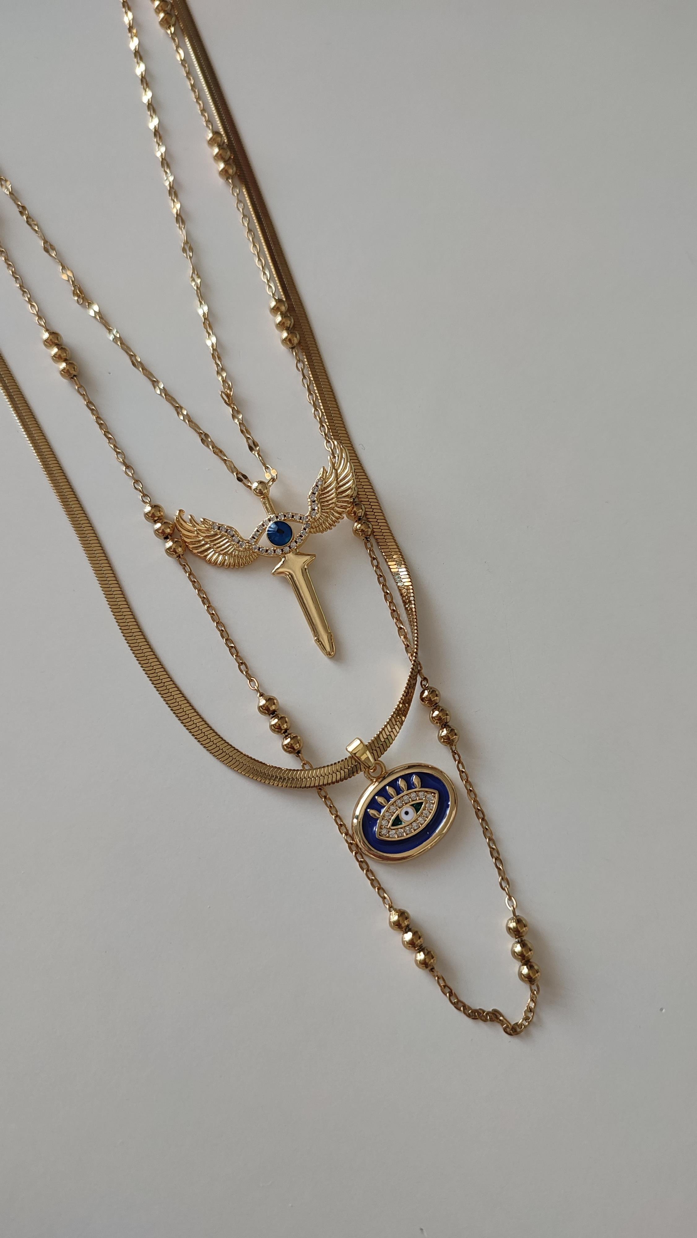 ÇELİK GOLD ANGEL ÇOKLU KOLYE 