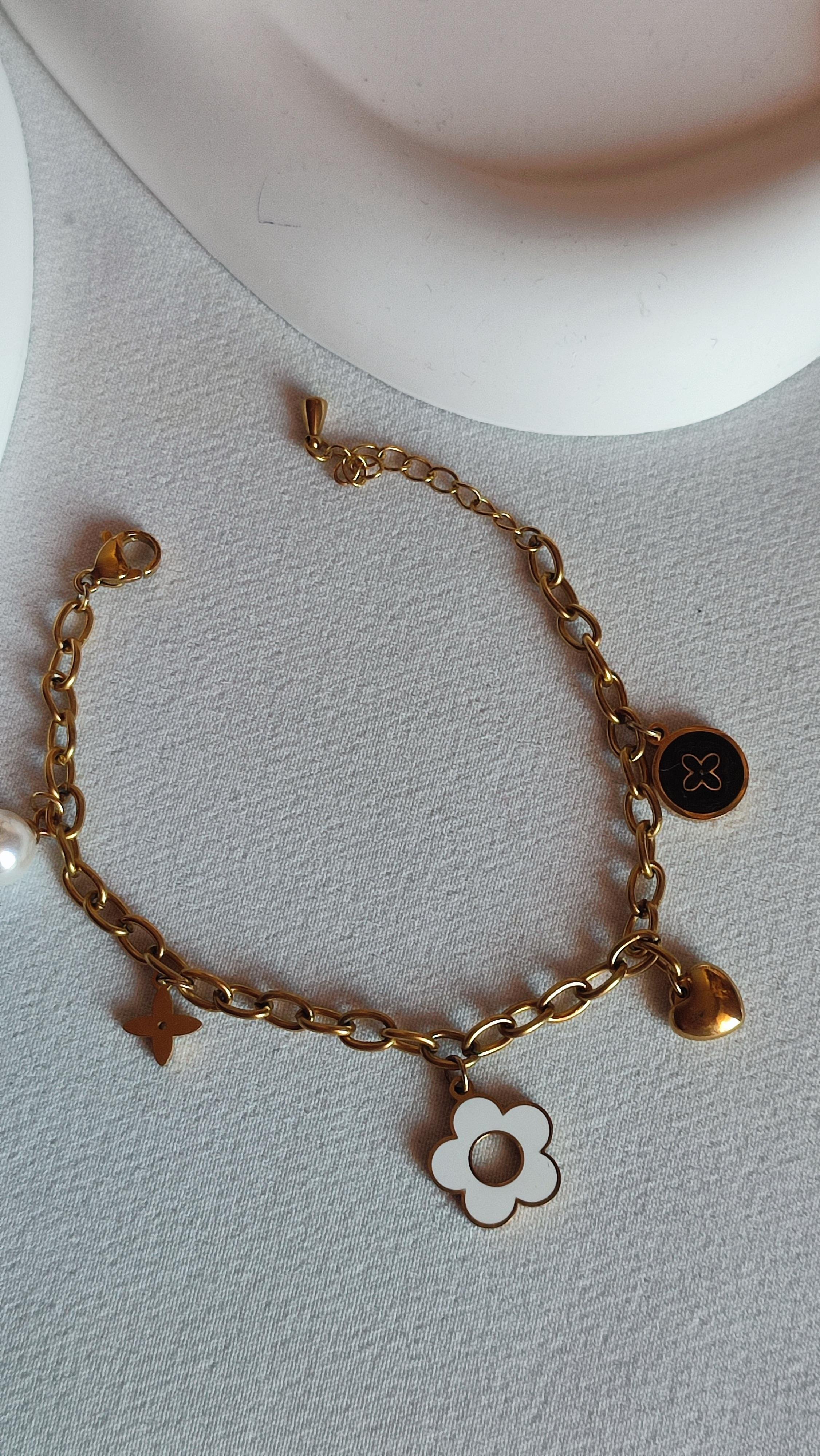 Çelik Gold Charmlı Bileklik (20 cm)