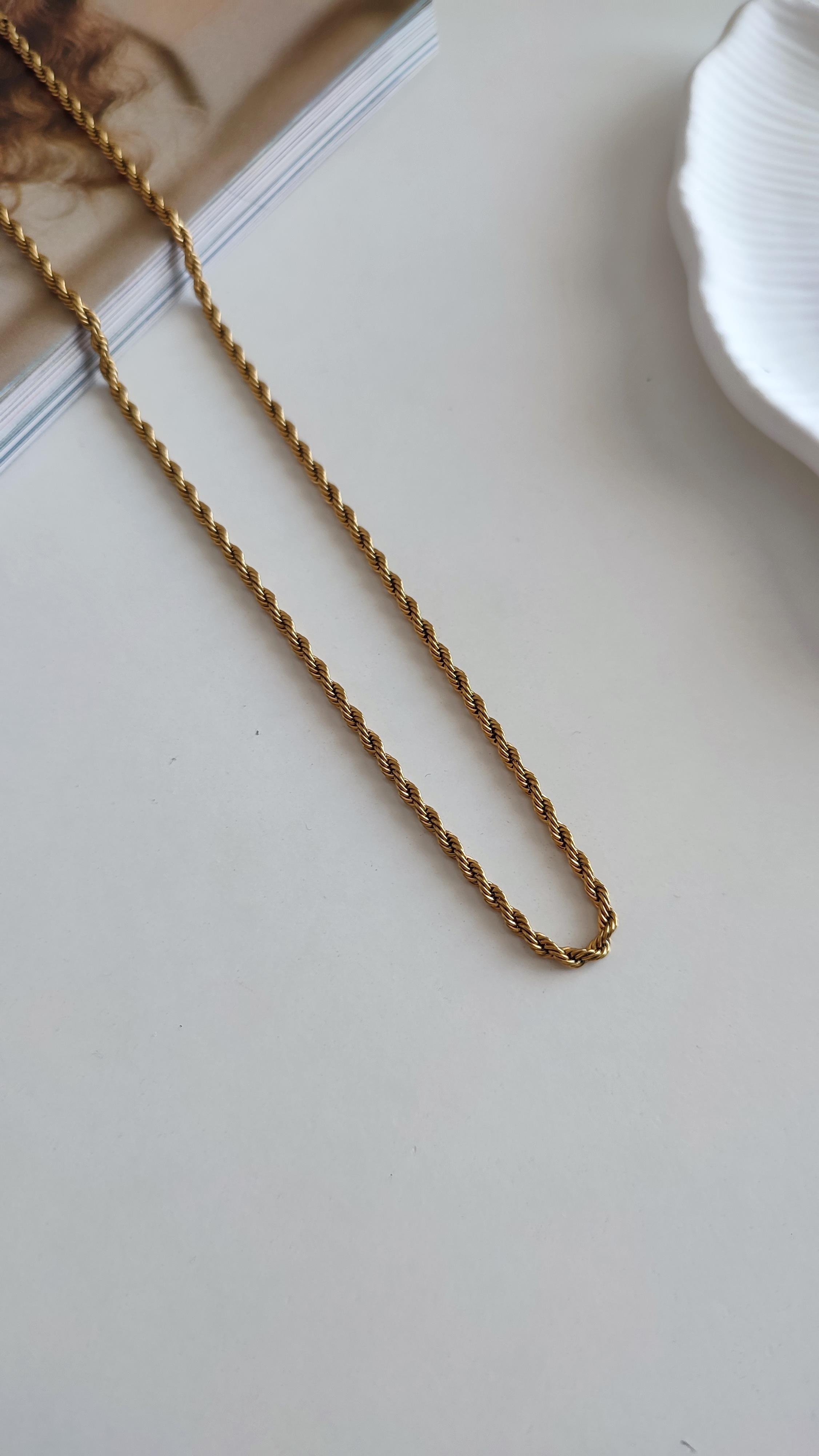 ÇELİK GOLD İNCE BURGU ZİNCİR KOLYE 