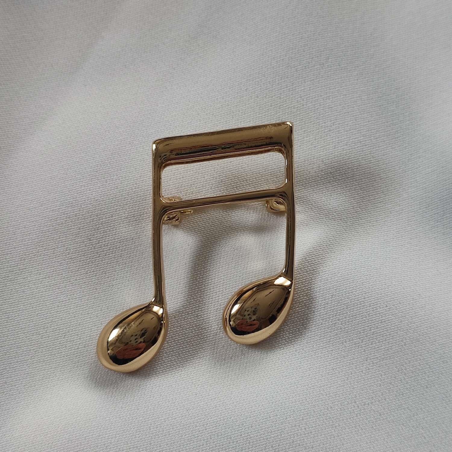 Çelik Gold Müzik Notası Broş 