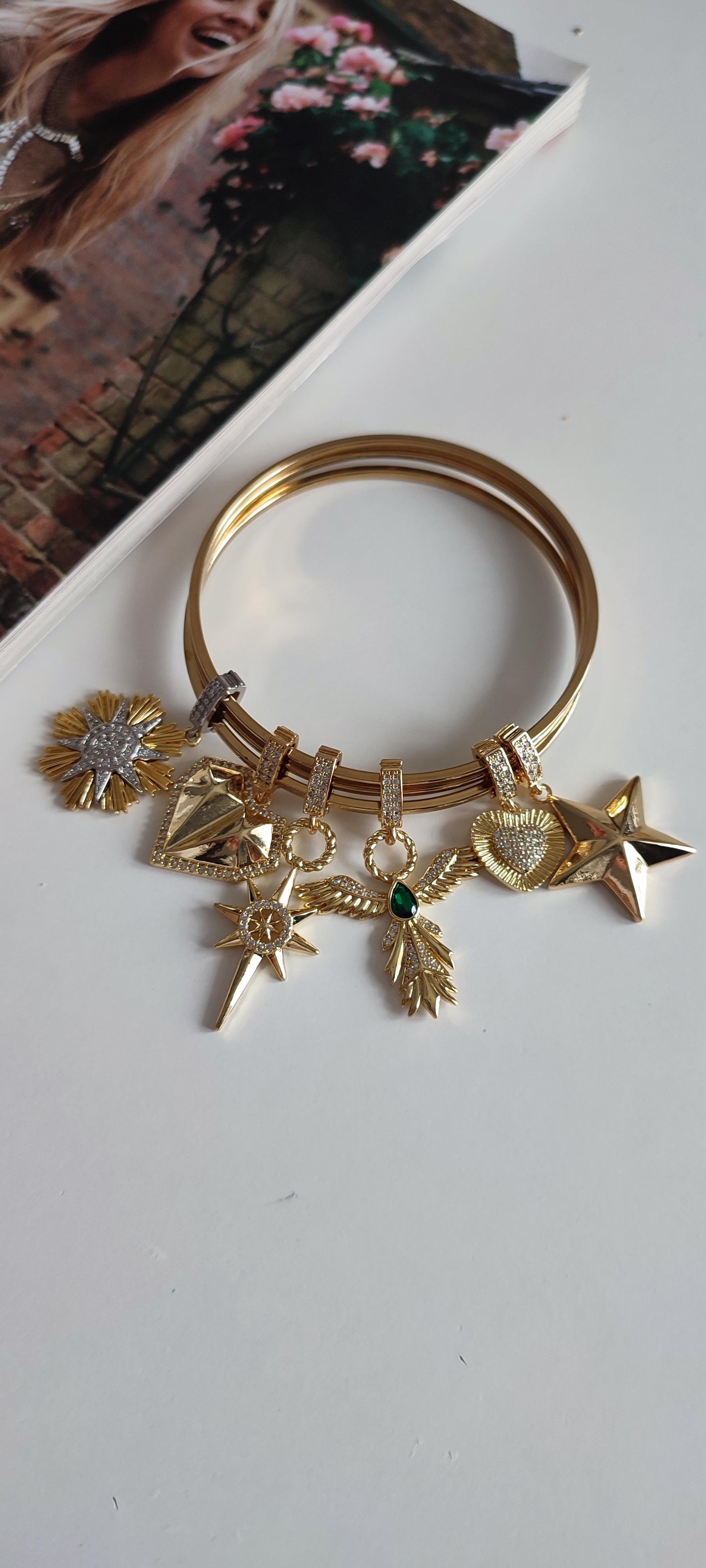 Çelik Gold Plaka Üzeri Yıldız Charm 