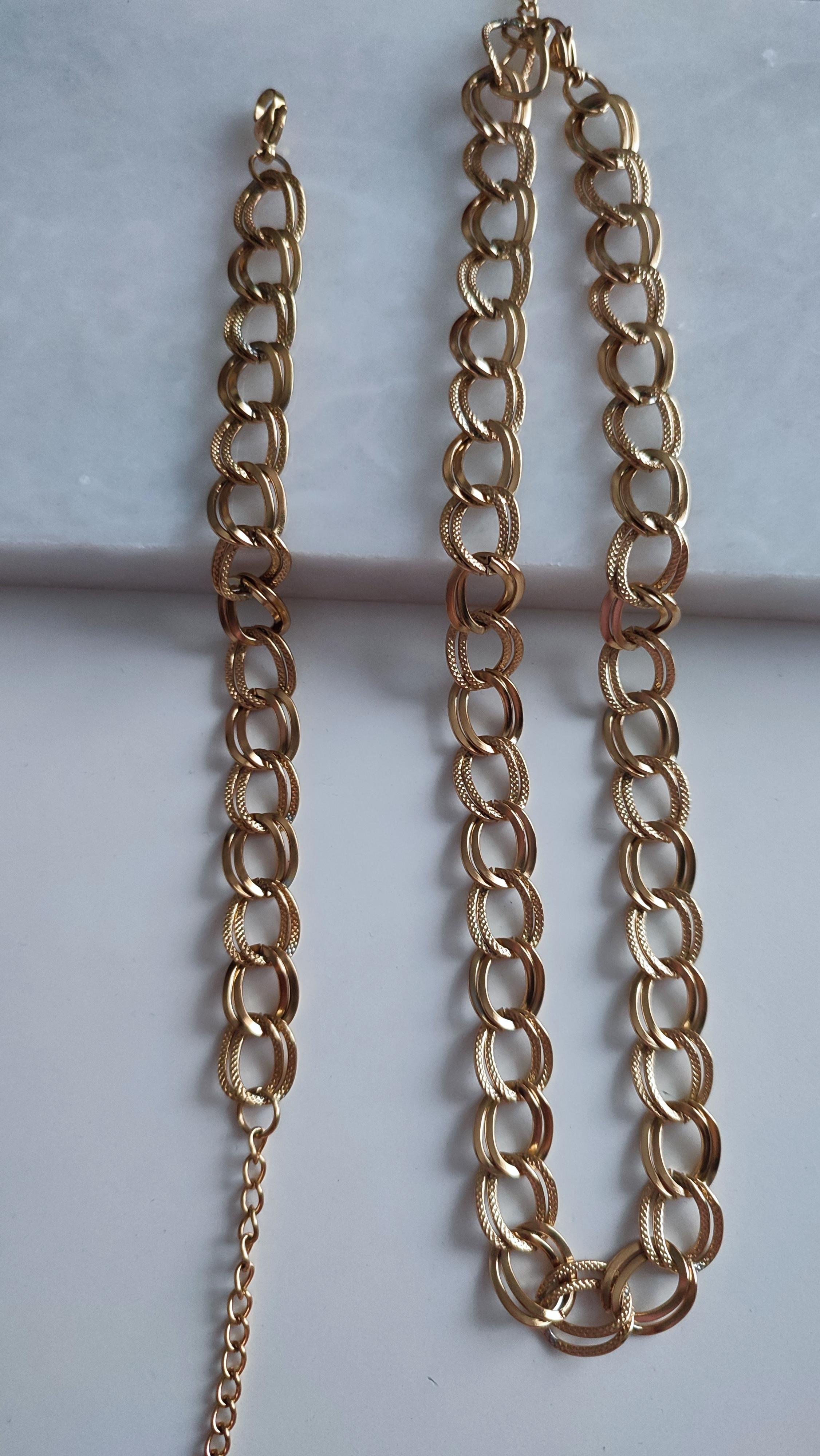 ÇELİK GOLD SAMANYOLU KOLYE BİLEKLİK KOMBİNİ 