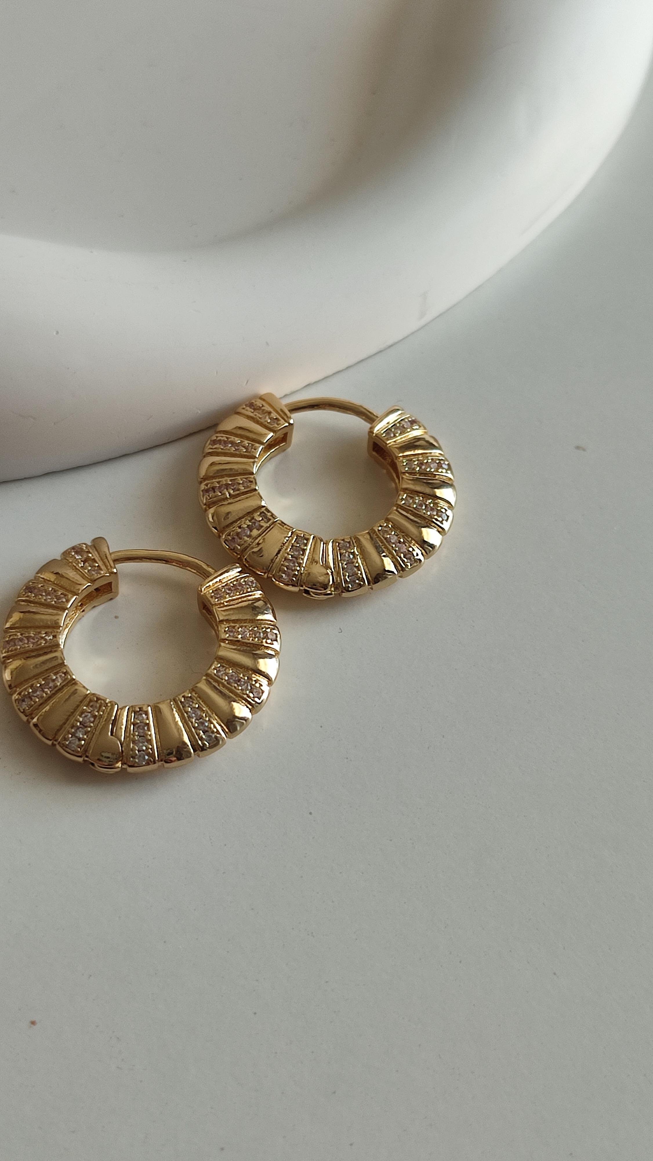 ÇELİK GOLD SİMLİ HALKA KÜPE 