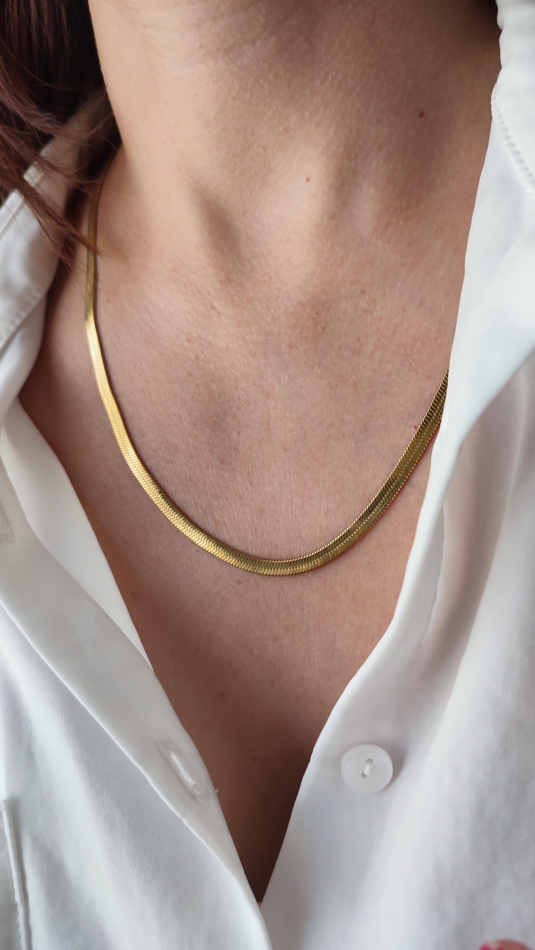 Çelik İtalyan Ezme Zincir Gold ( 65cm)