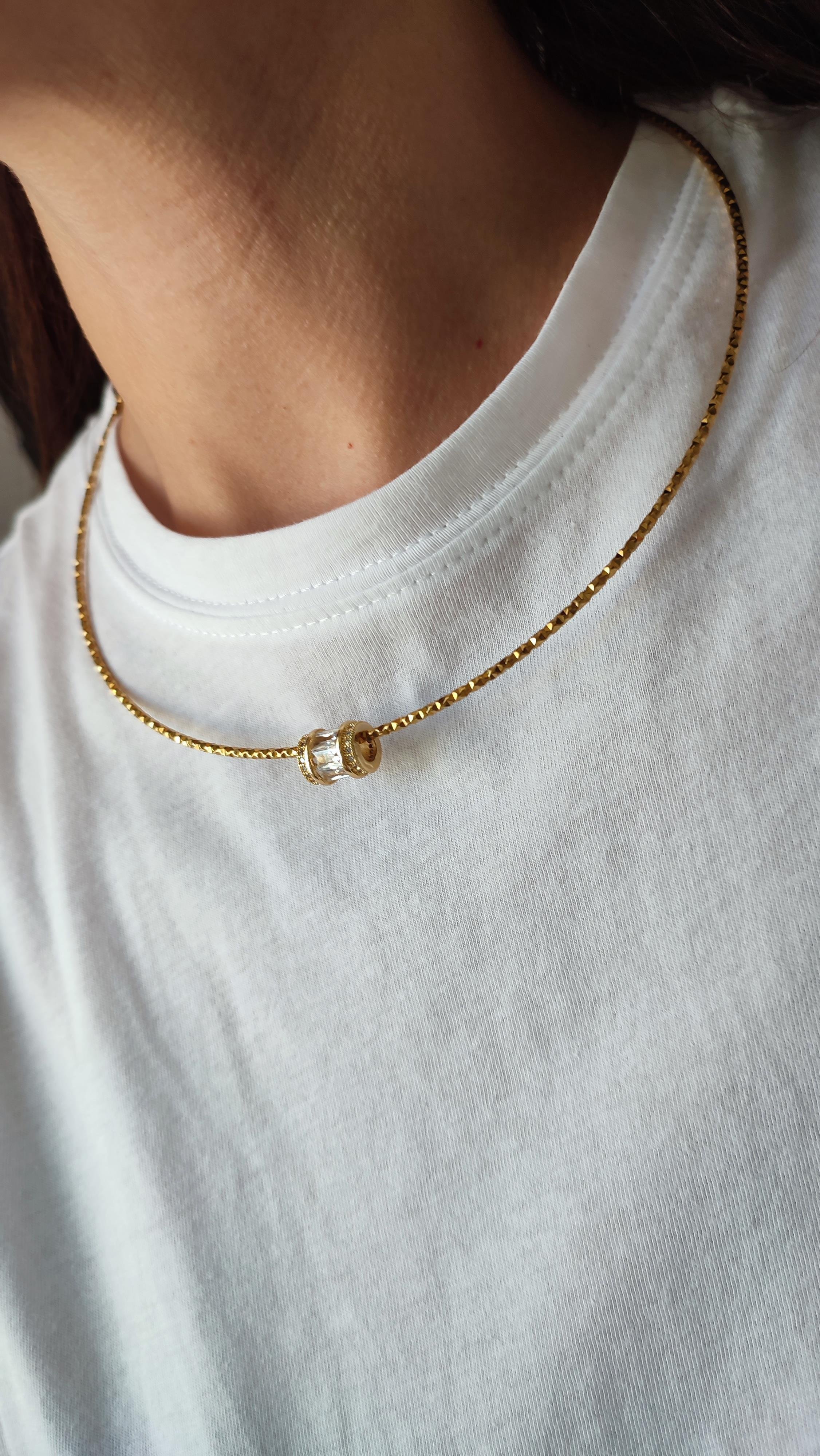 Çelik Ucu Topçuklu Choker Kolye 