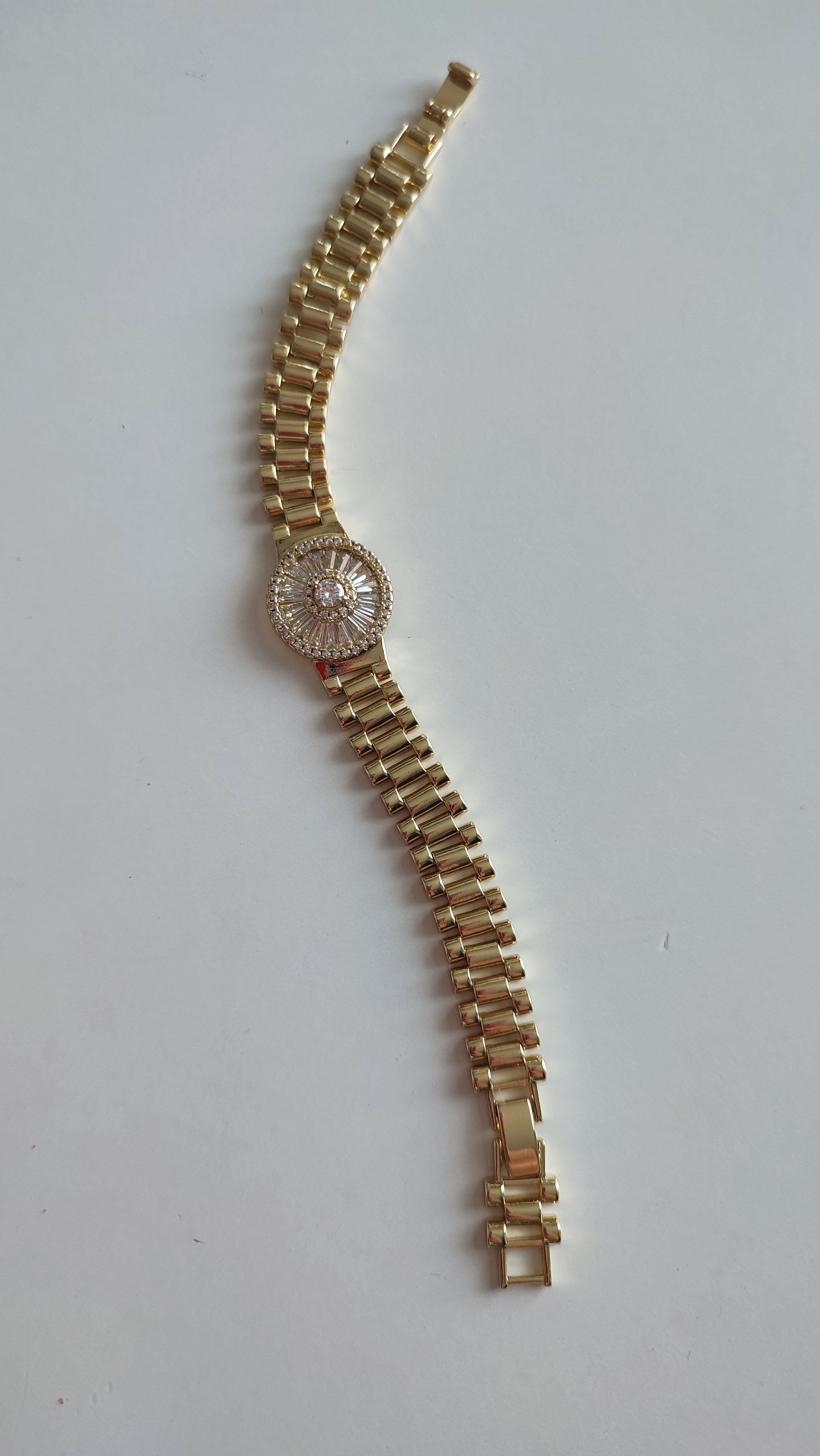 CM 14 K SAAT KORDONU TAŞLI BİLEKLİK (19 CM)