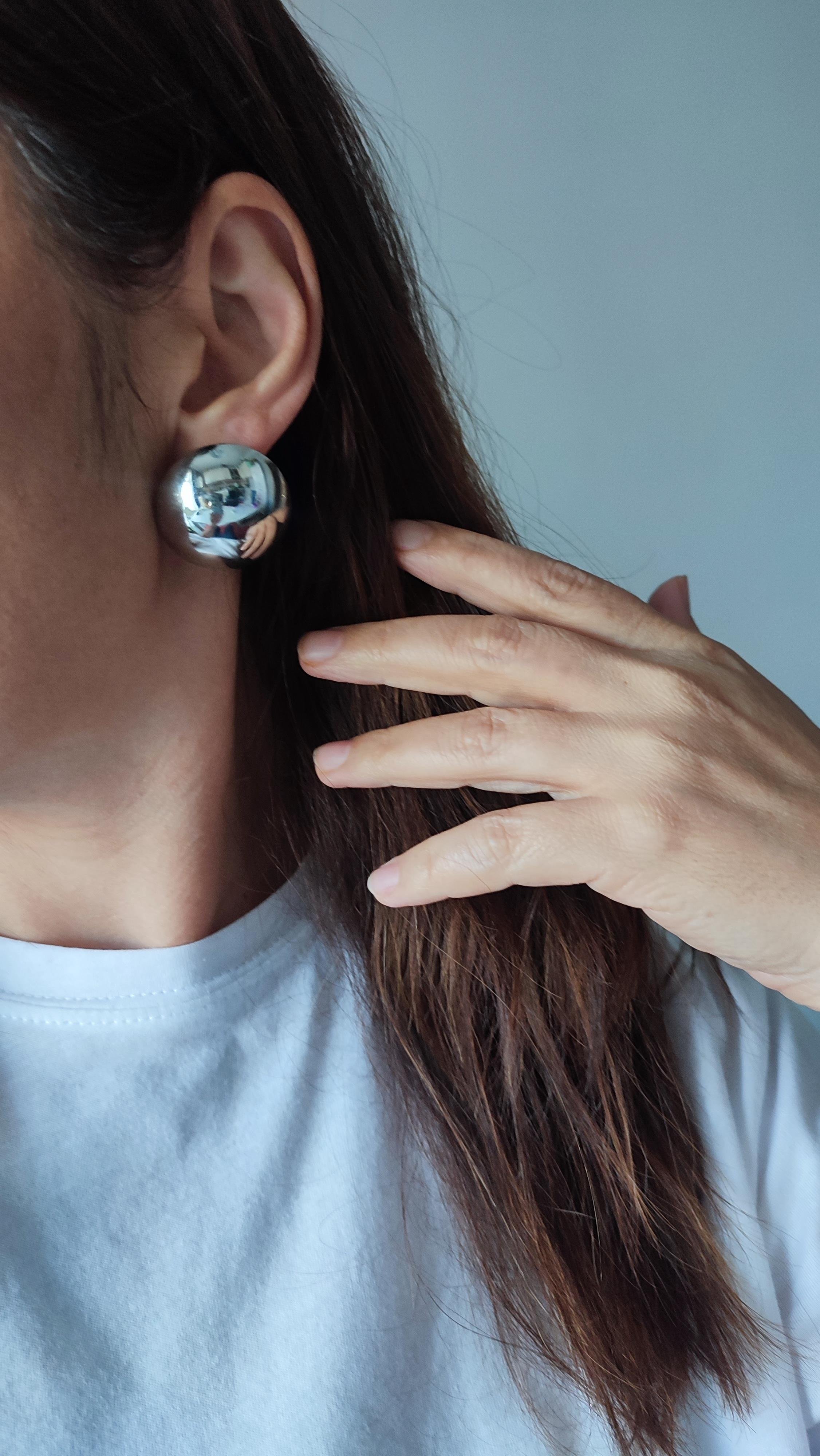 İthal Silver Top Küpe 