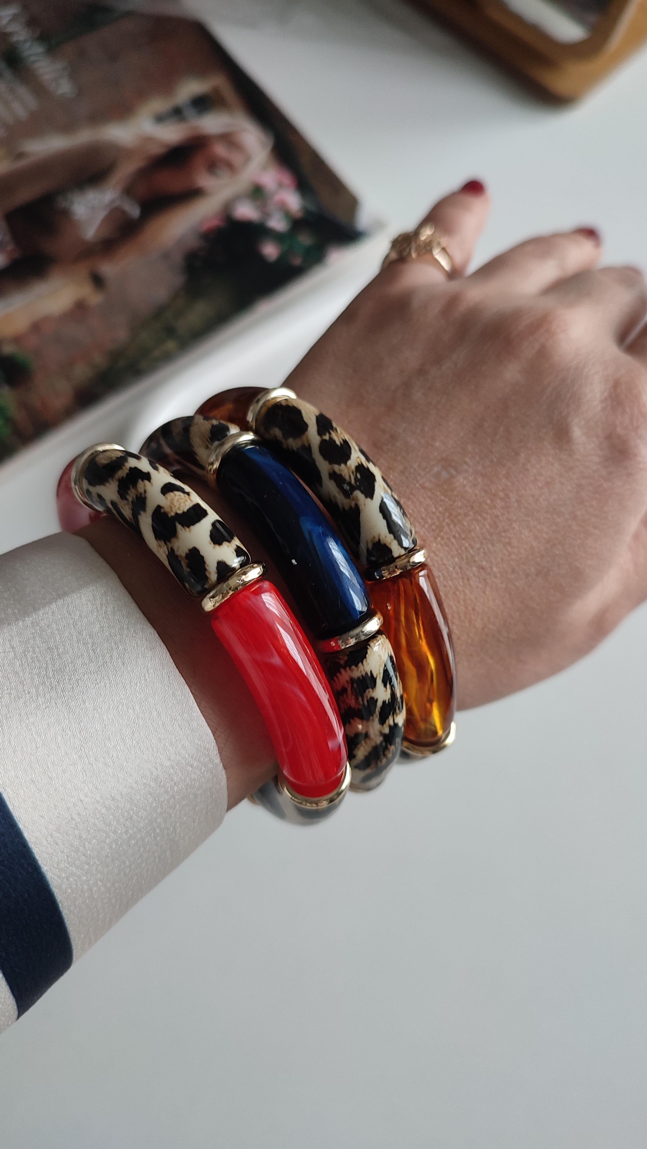LEOPAR DESENLİ ÜÇLÜ LASTİK BİLEKLİK 