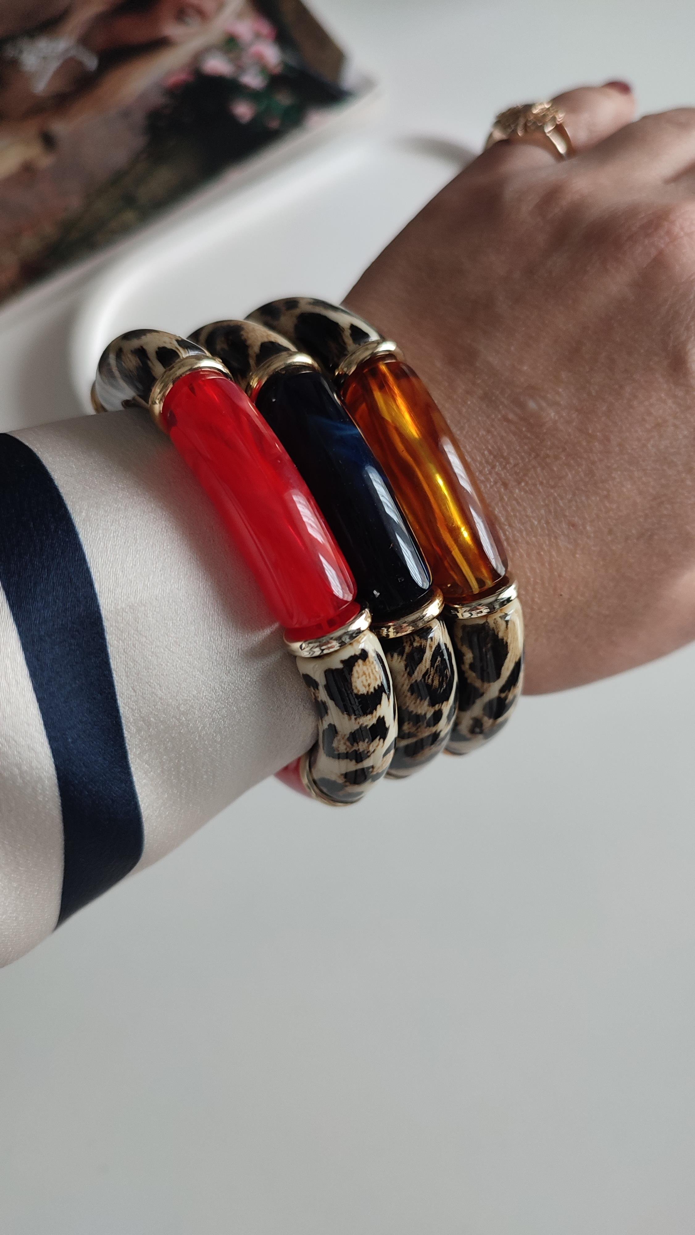 LEOPAR DESENLİ ÜÇLÜ LASTİK BİLEKLİK 