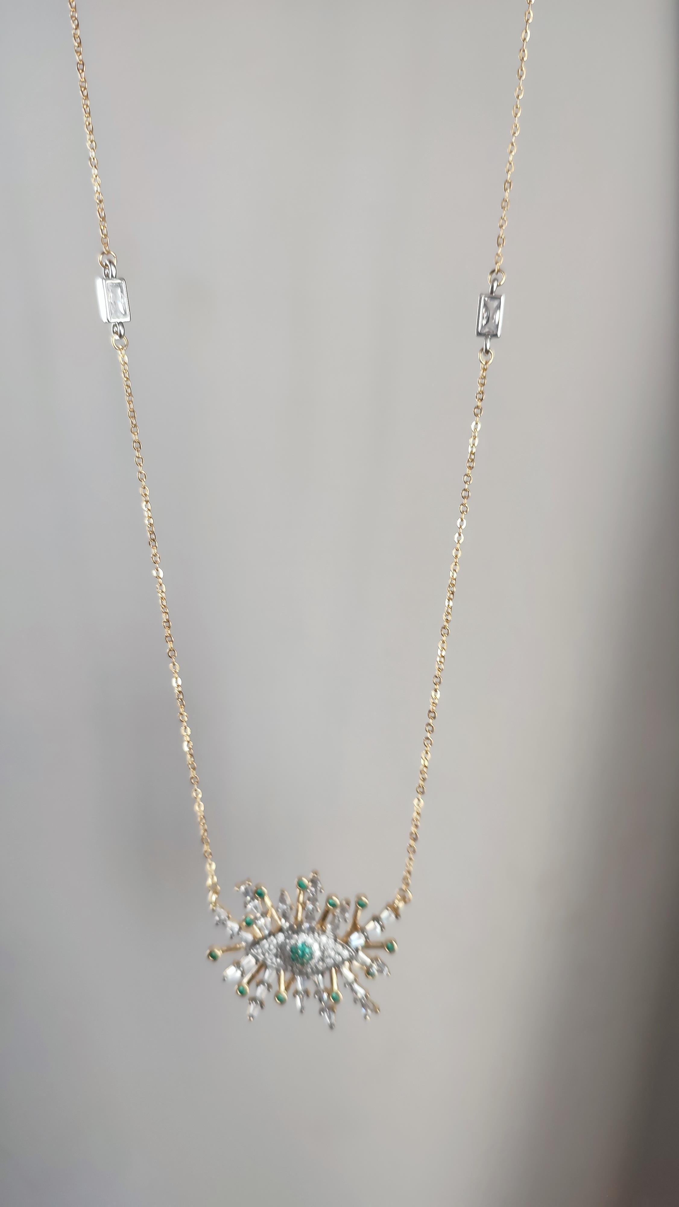 ÖZEL SERİ GOLD TAŞLI GÖZ KOLYE (55CM)