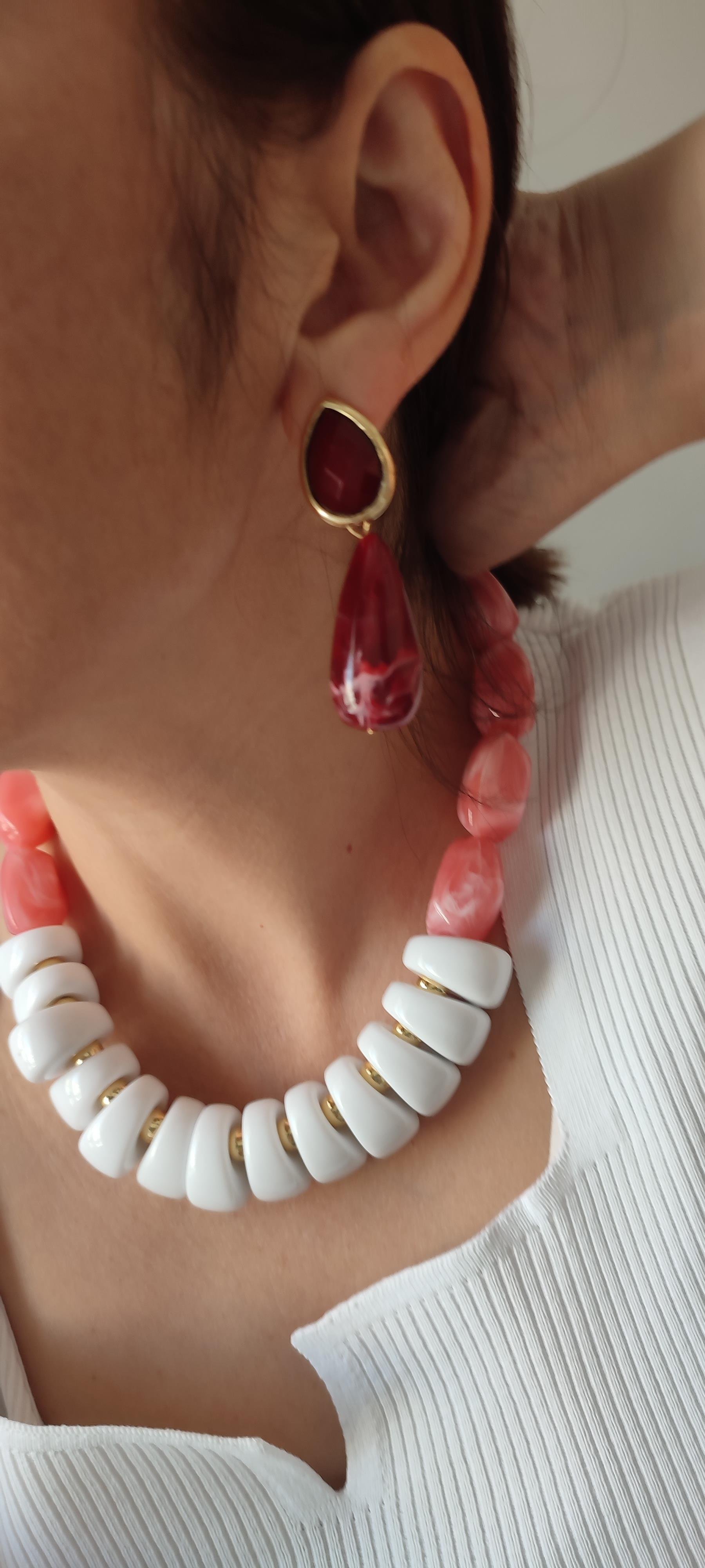 PEMBE KOLYE KÜPE KOMBİNİ 