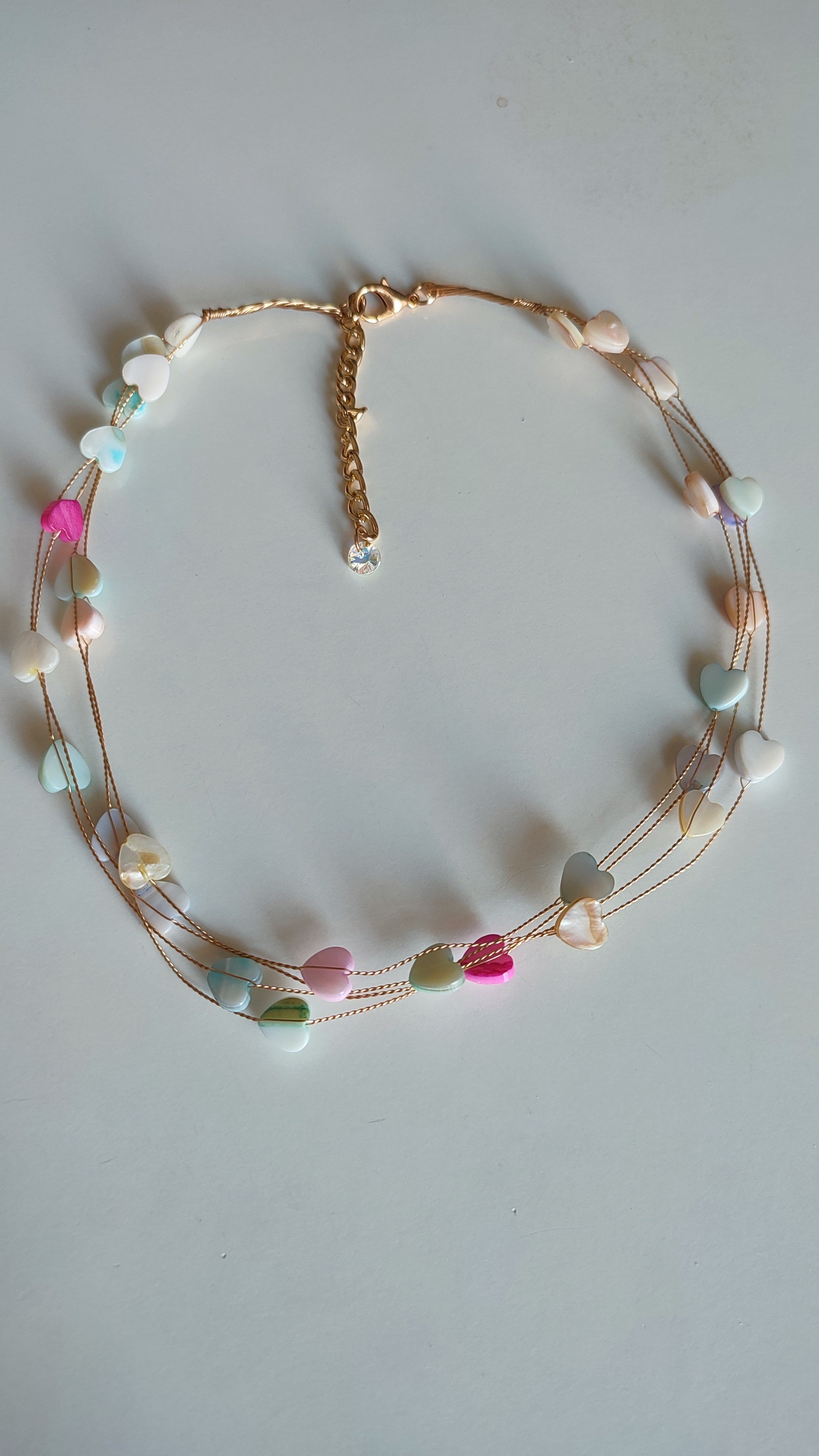 RENKLİ KALP CHOKER KOLYE (40 CM)