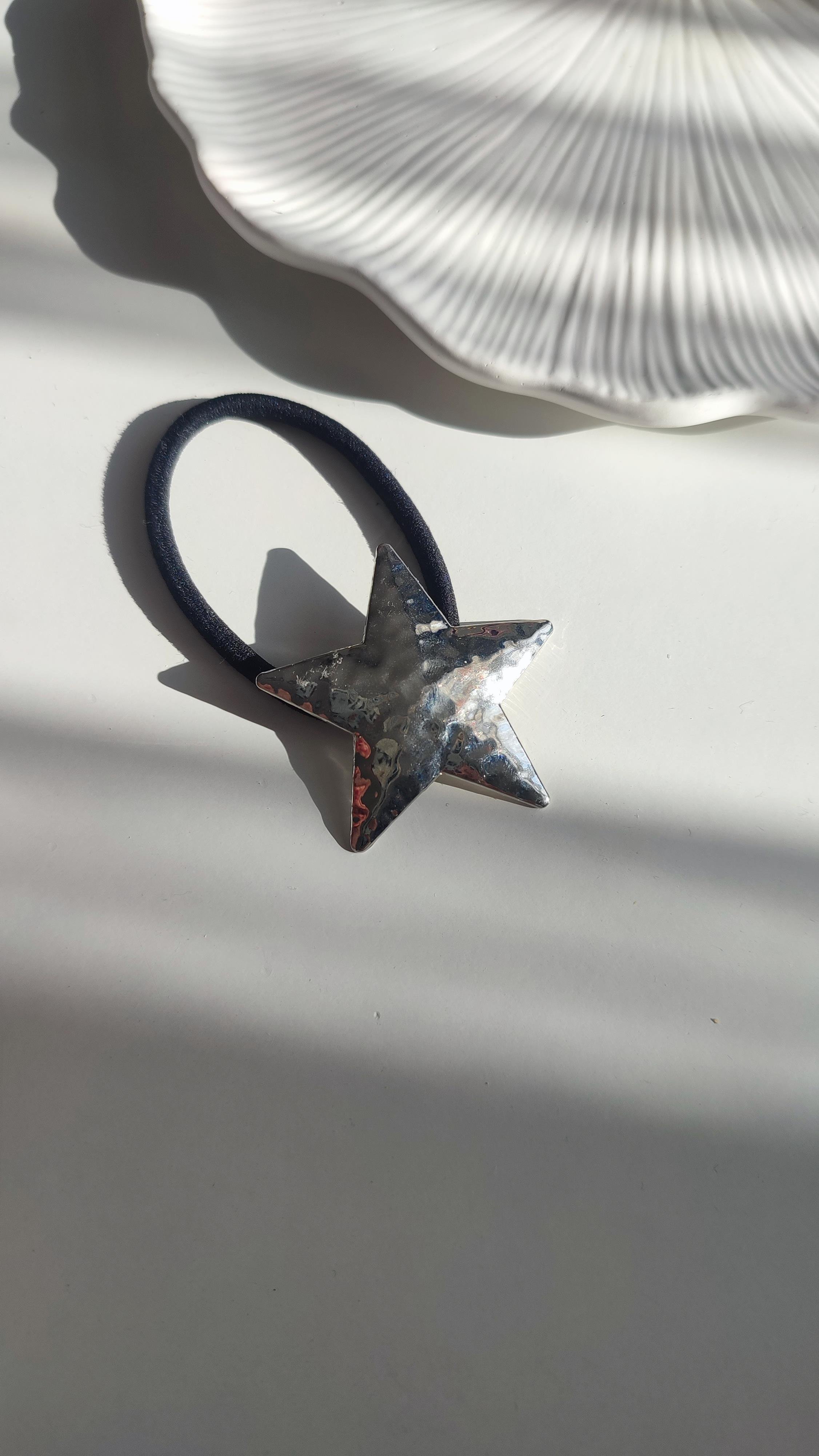 Silver Dövme Plaka Yıldız Lastik Toka 