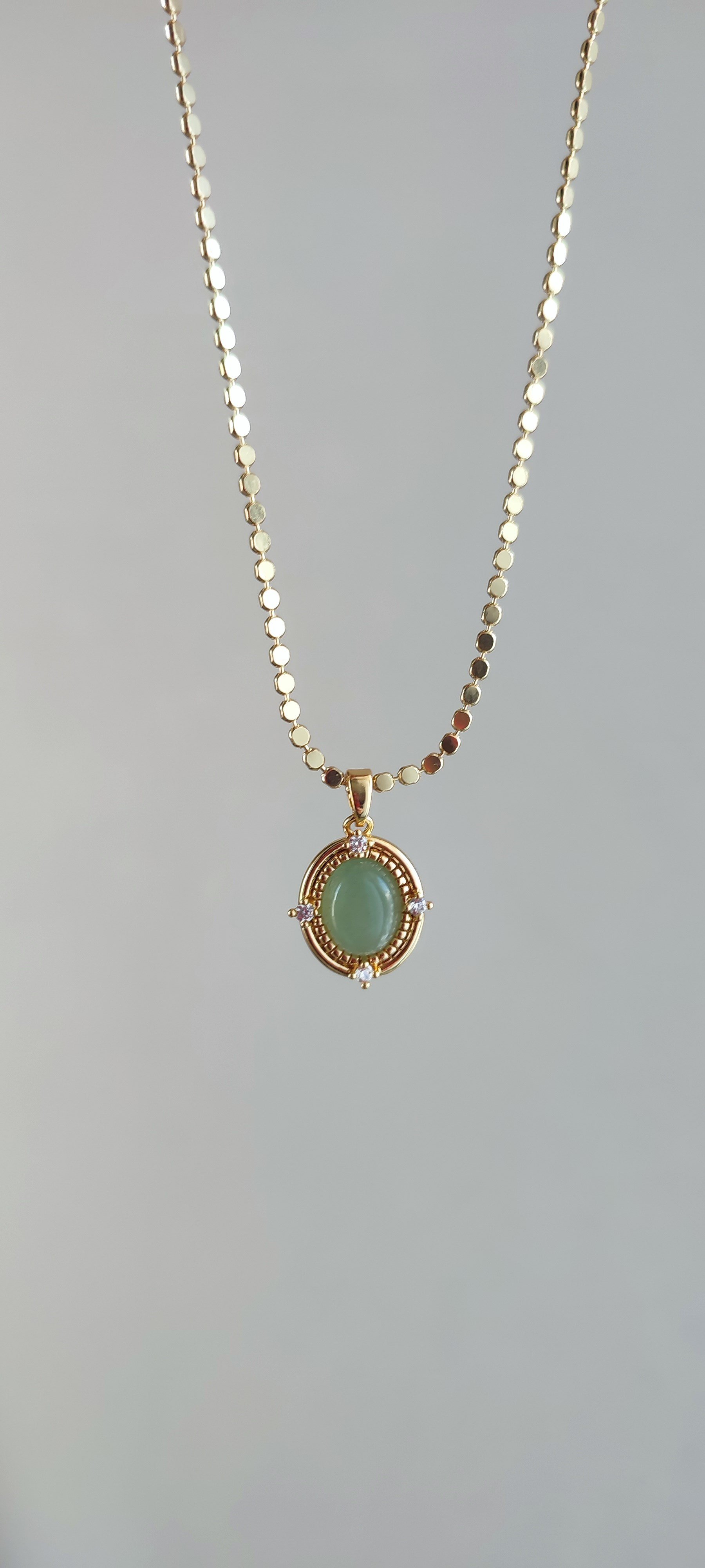 VİP 14K YEŞİL TAŞLI KOLYE (45 CM)
