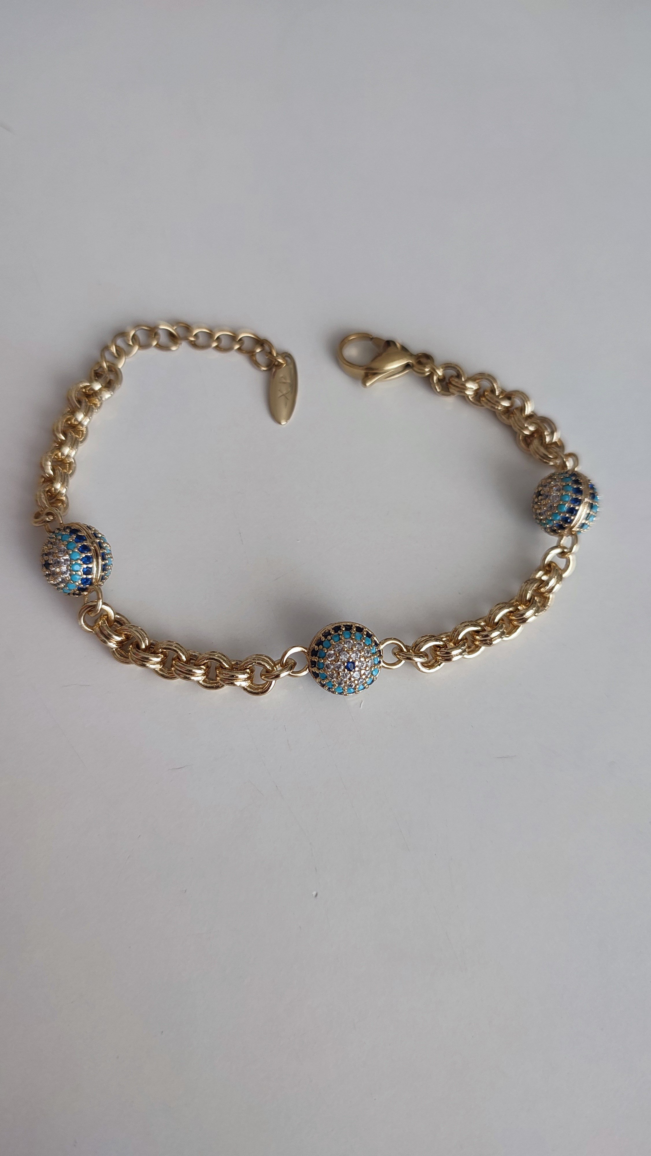 XP GOLD ÜÇLÜ NAZAR BİLEKLİK (21 CM)