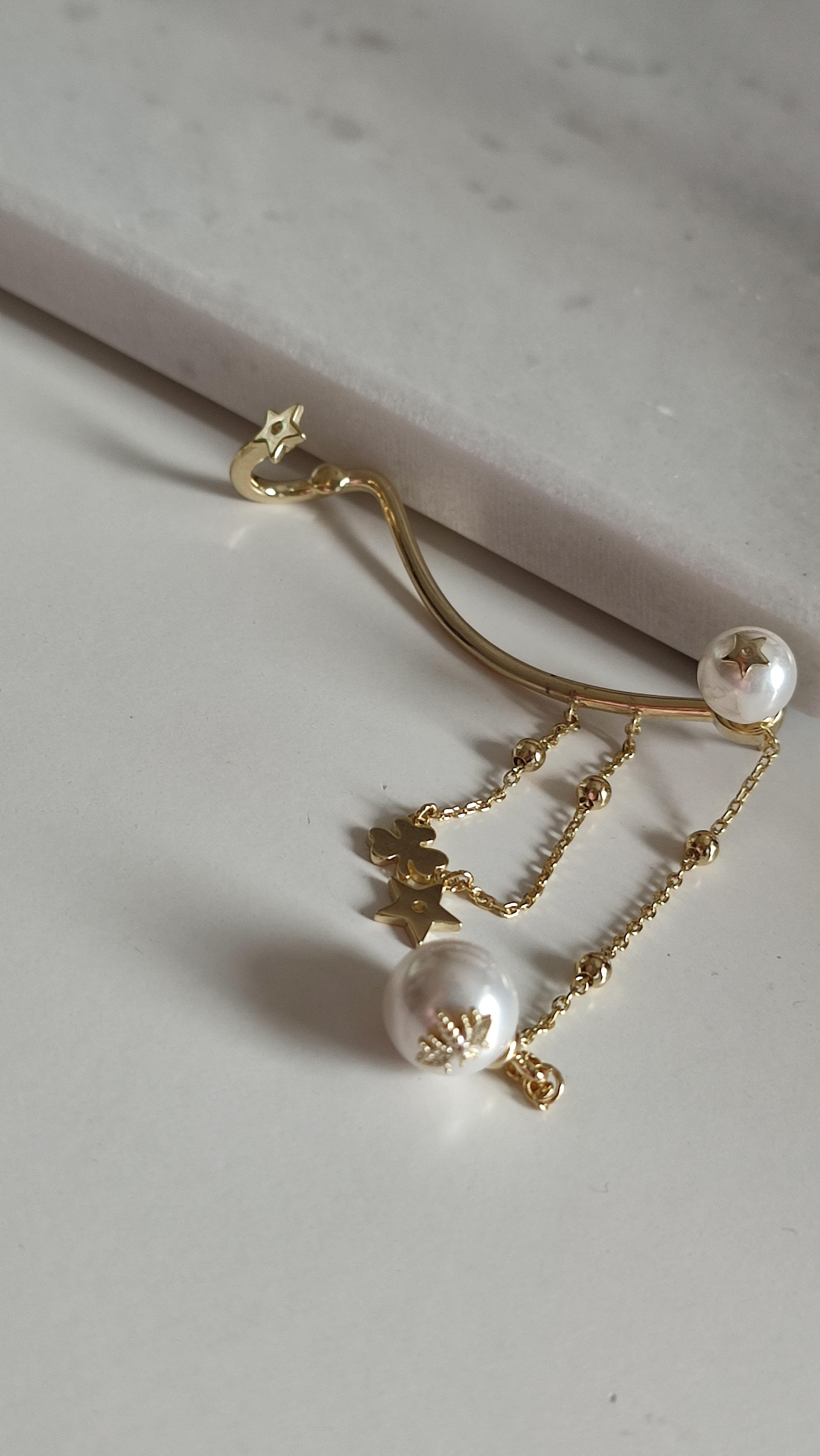 XP İNCİLİ SALLANTILI KÜPE (SAĞ KULAK İÇİN)