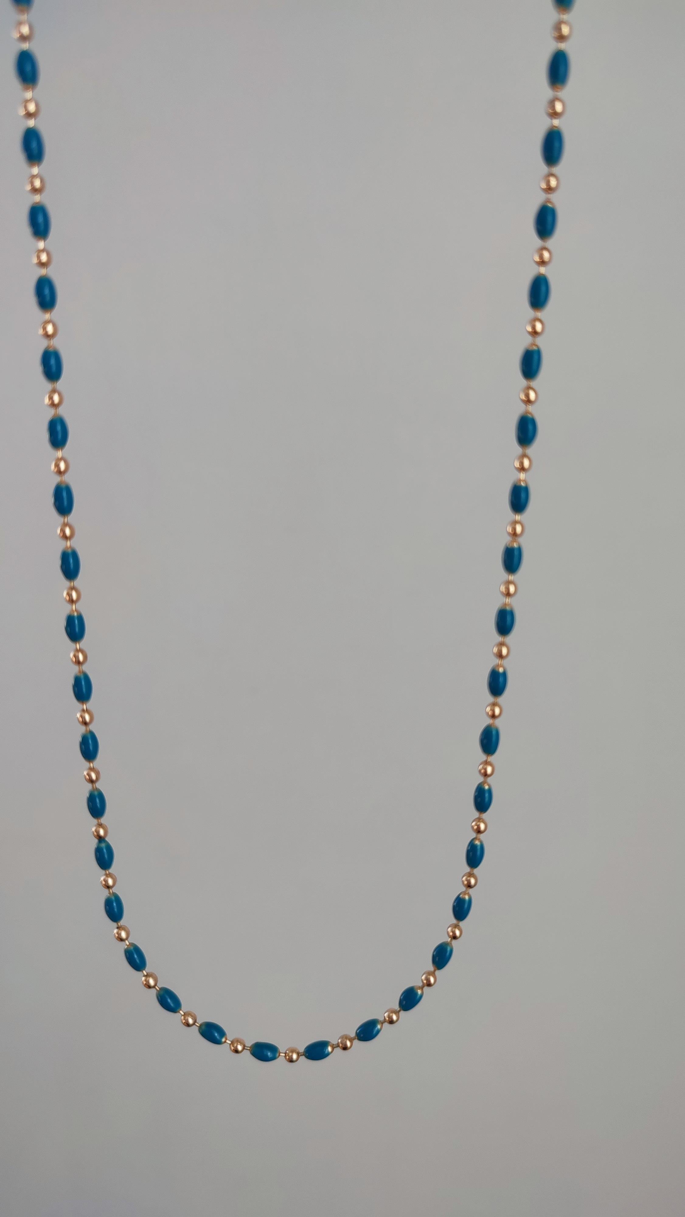 XP MAVİ MİNELİ ZİNCİR KOLYE (60 CM)