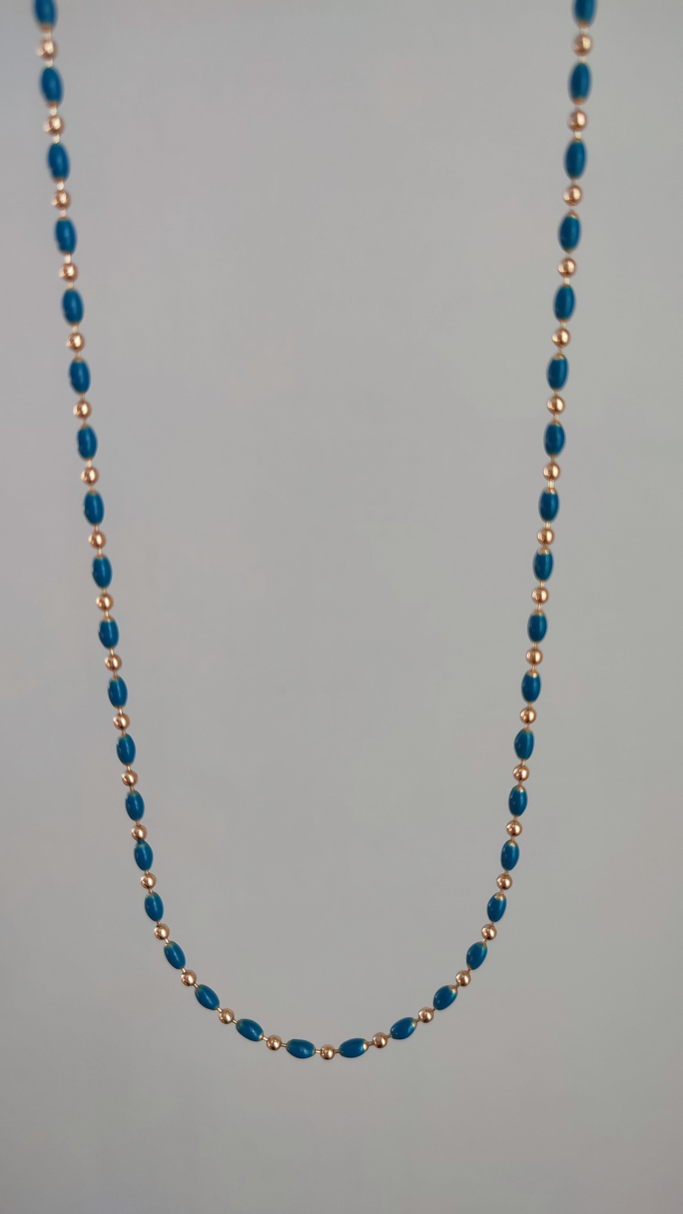 XP MAVİ MİNELİ ZİNCİR KOLYE (60 CM)