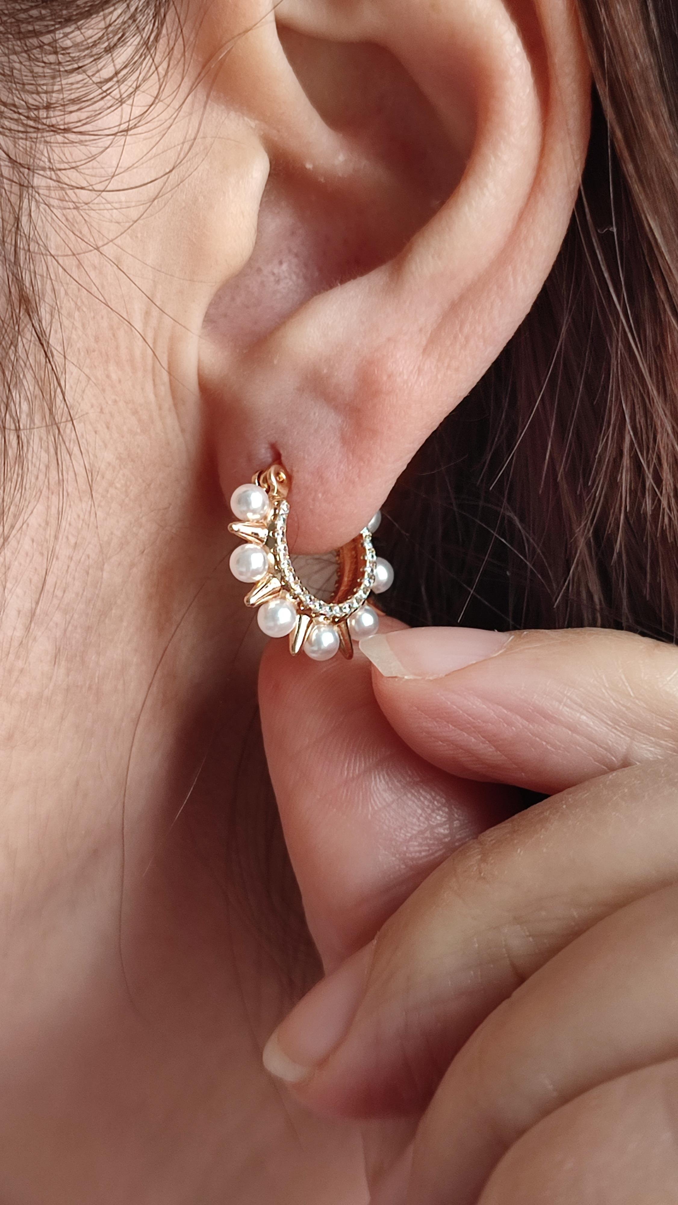XP MİNİMAL ROSE GOLD İNCİLİ HALKA KÜPE 