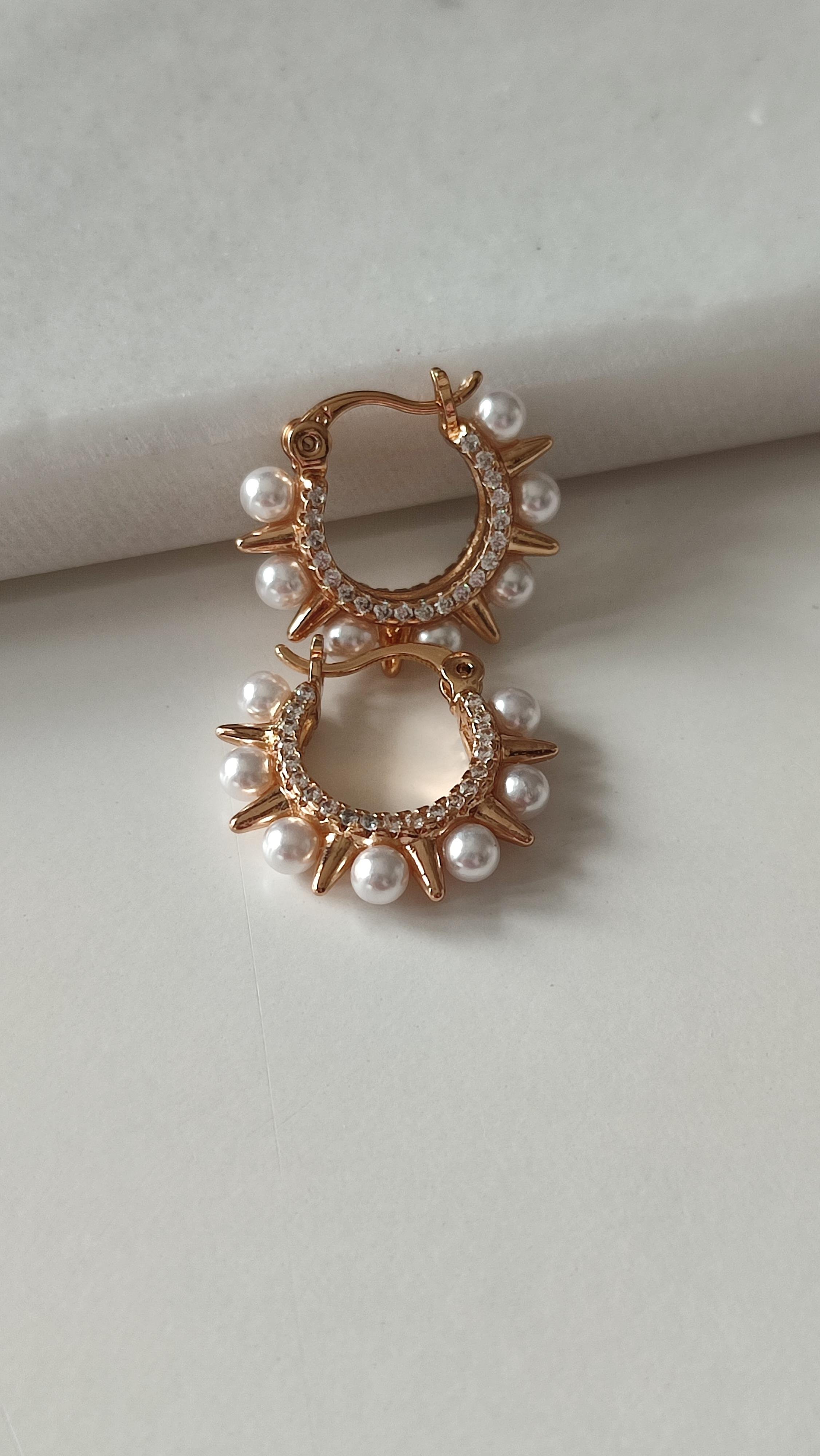XP MİNİMAL ROSE GOLD İNCİLİ HALKA KÜPE 