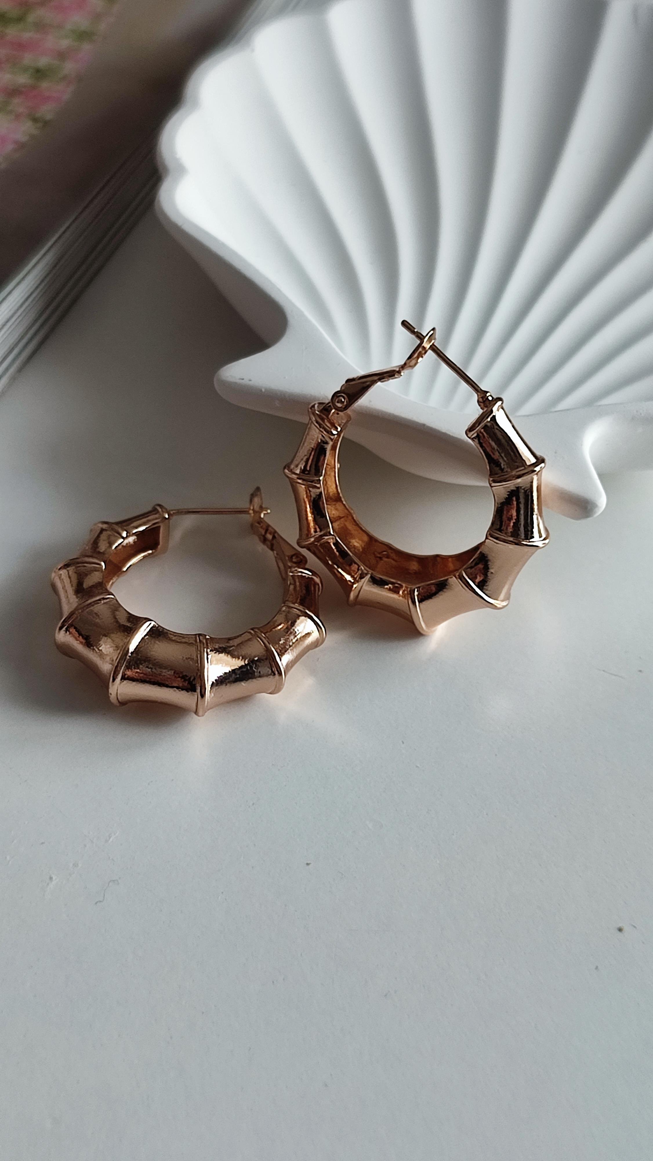 XP ROSE GOLD RENK TIRTIKLI HALKA KÜPE 