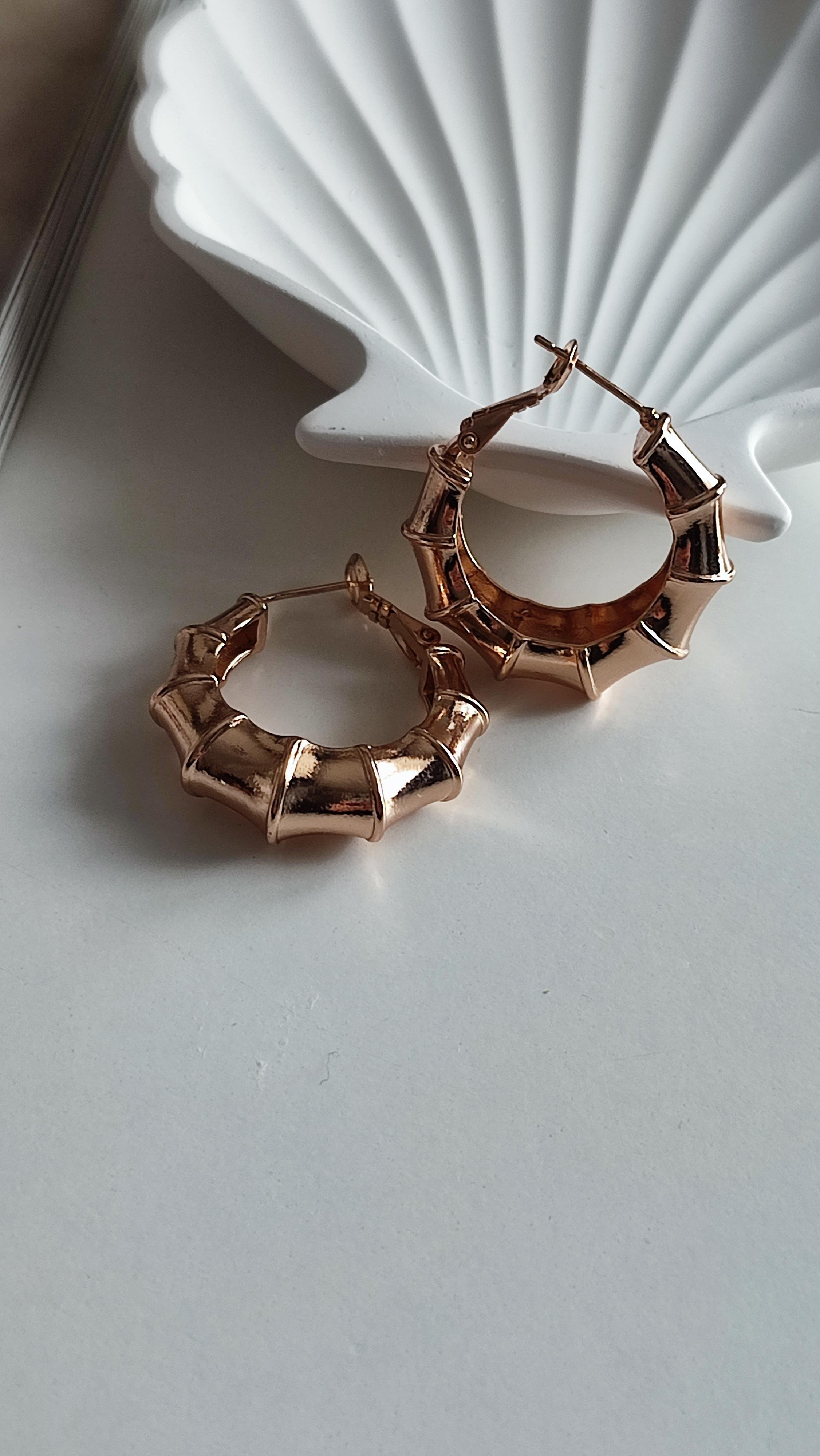 XP ROSE GOLD RENK TIRTIKLI HALKA KÜPE 