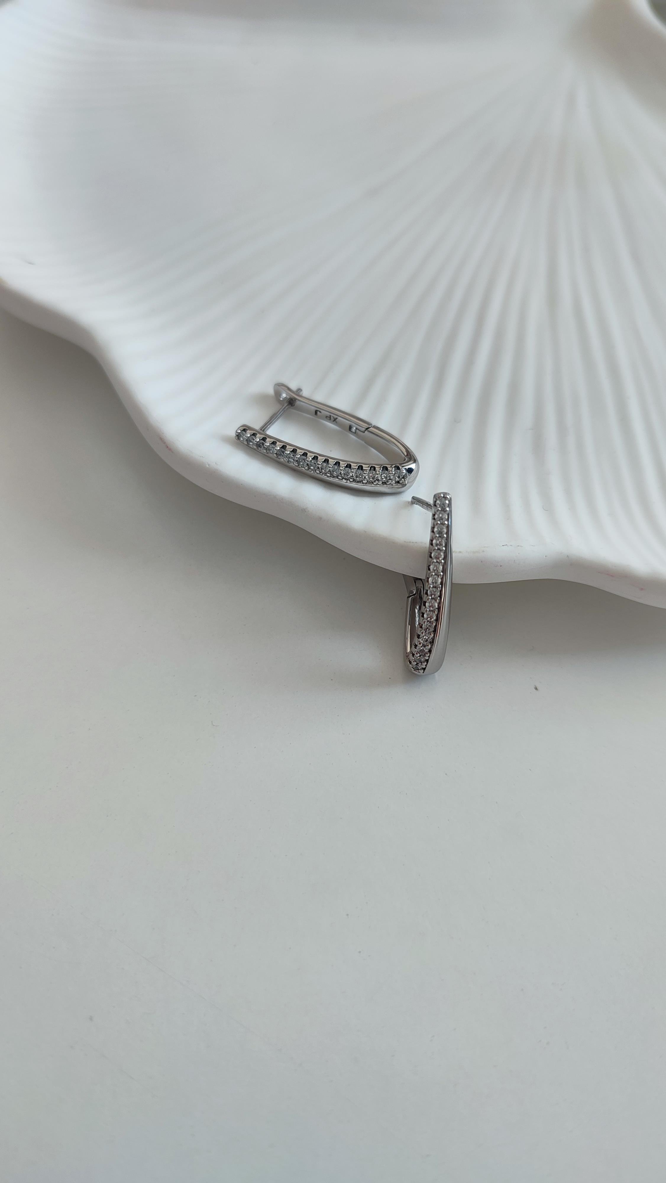 XP SİLVER TAŞLI OVAL KÜPE 