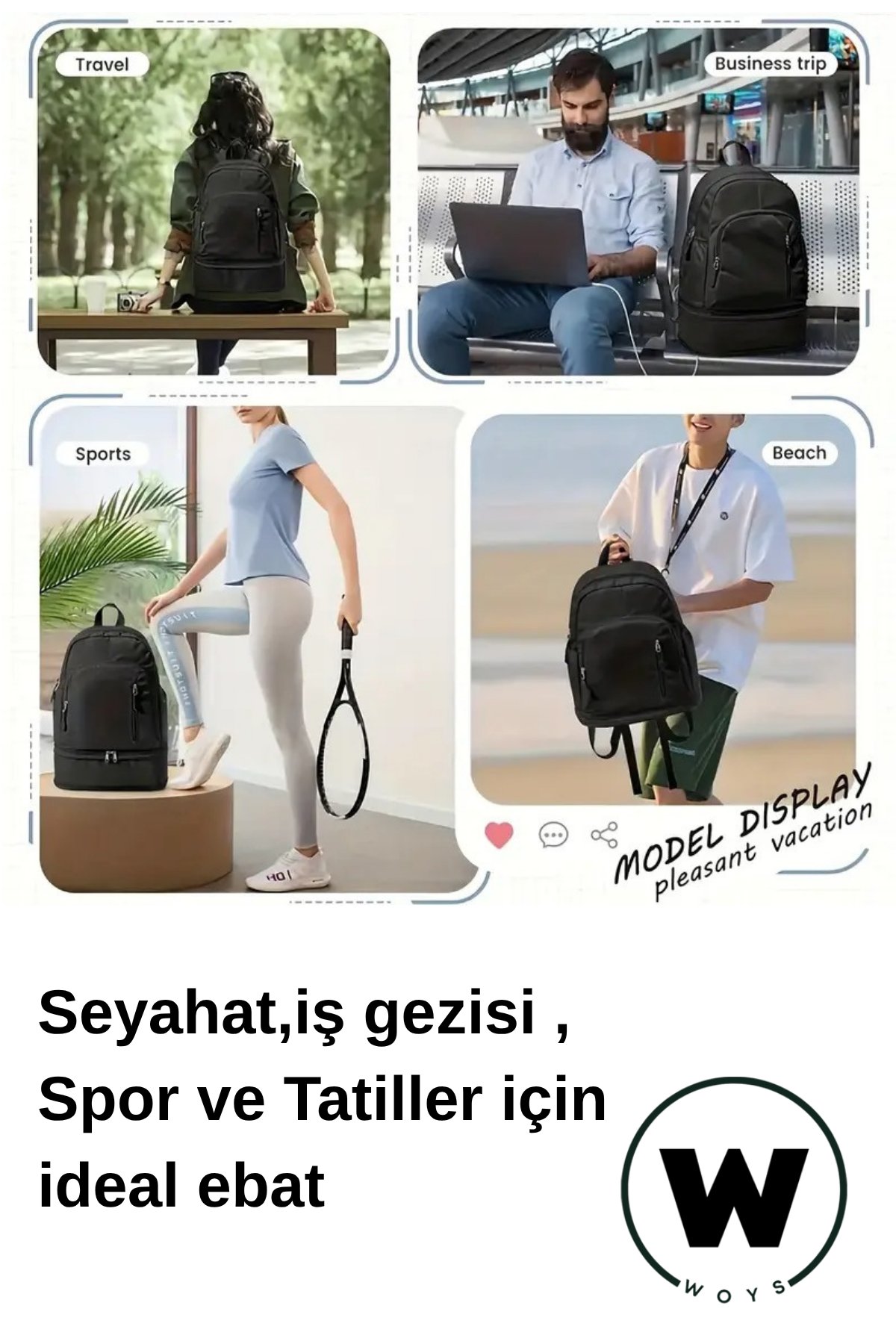 Woys Profesyonel Spor Sırt Çantası - Ayakkabı Bölmeli , Laptop Bölmeli , Su Geçirmez Sırt Çantası