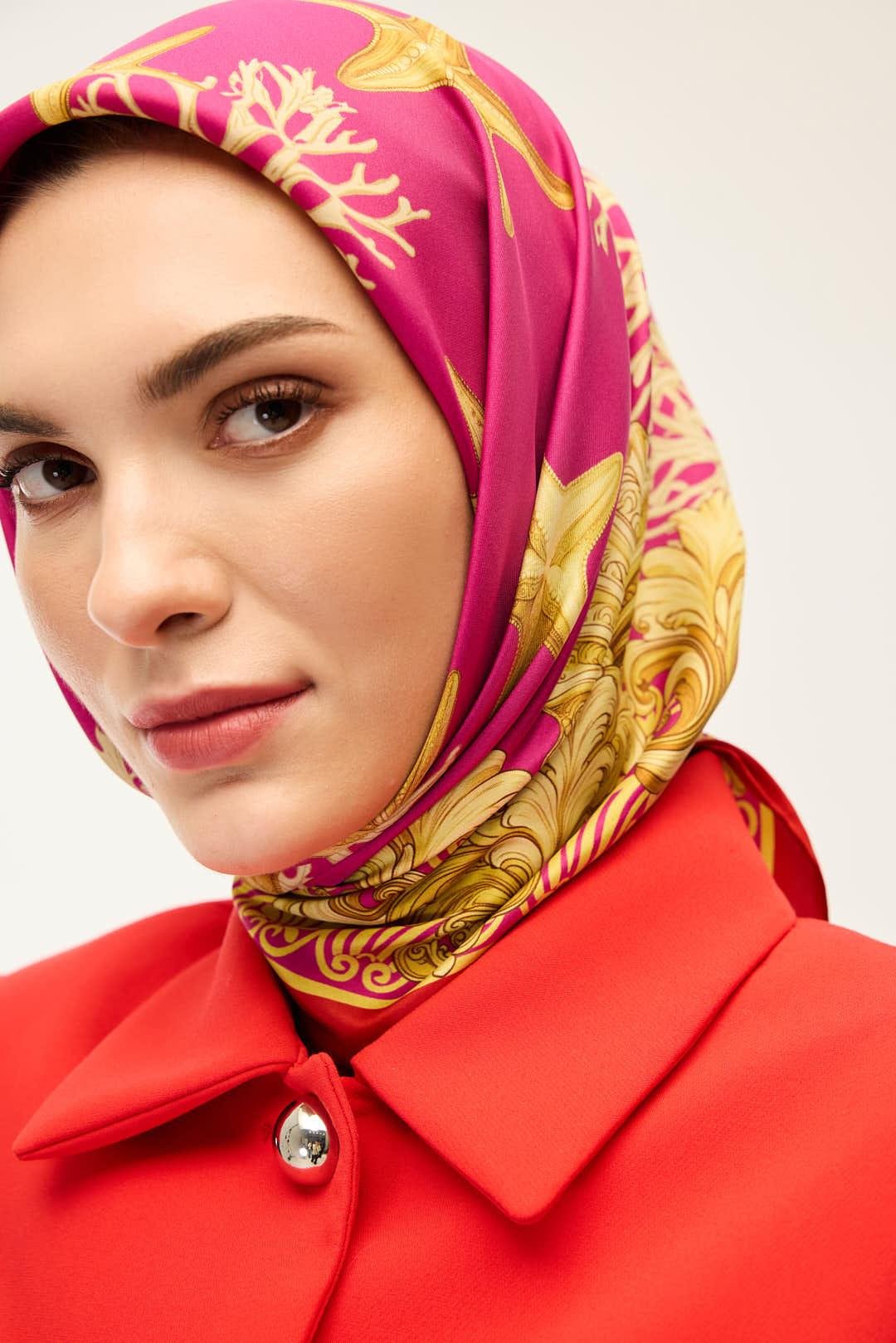 DENİZ YILDIZI TİVİL İPEK EŞARP FUŞYA