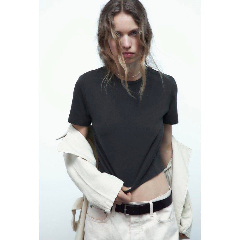 Atasoy Crop T-Shirt Siyah