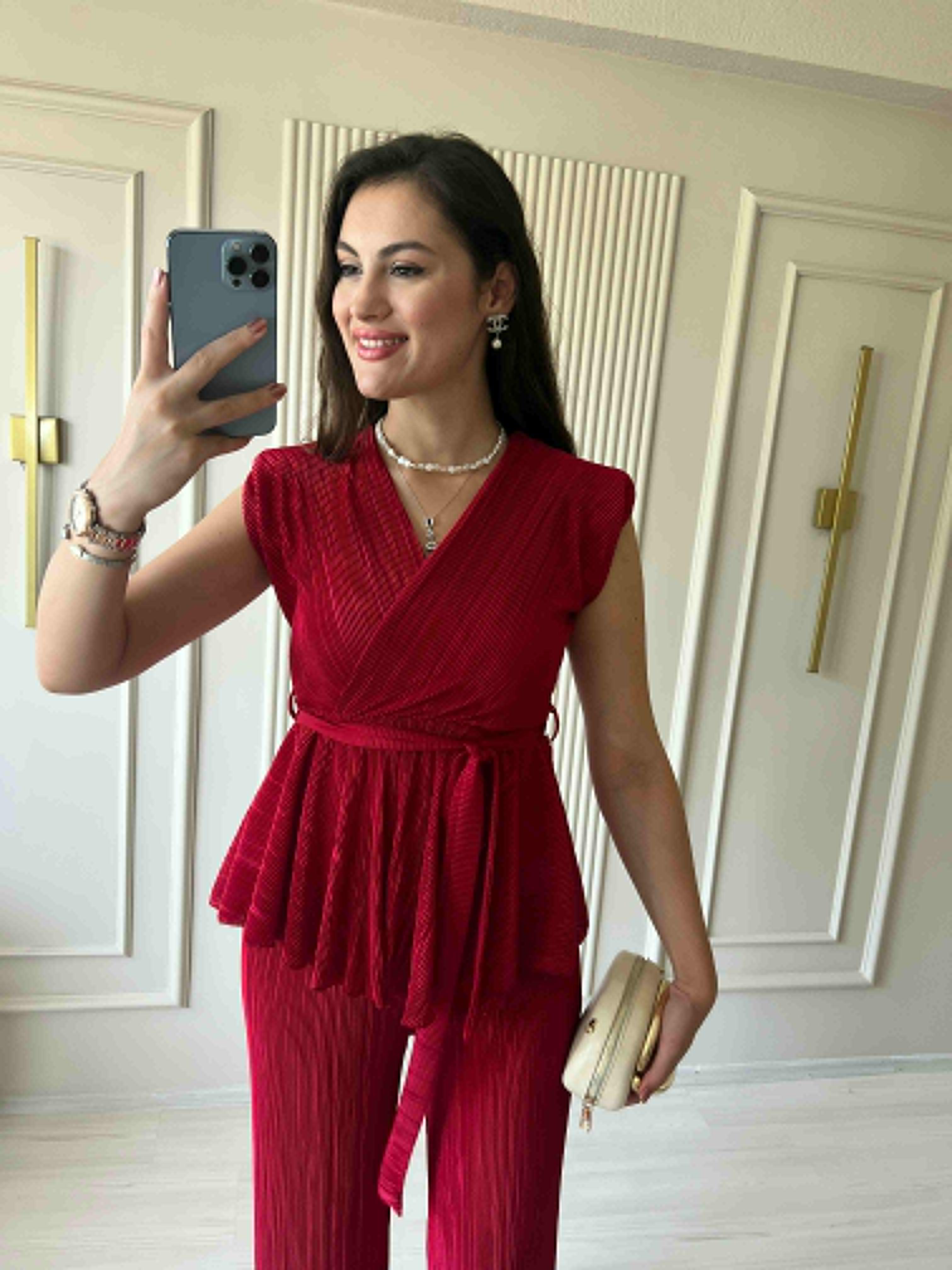 Piliseli Vatkalı Takım Kırmızı  - 1025
