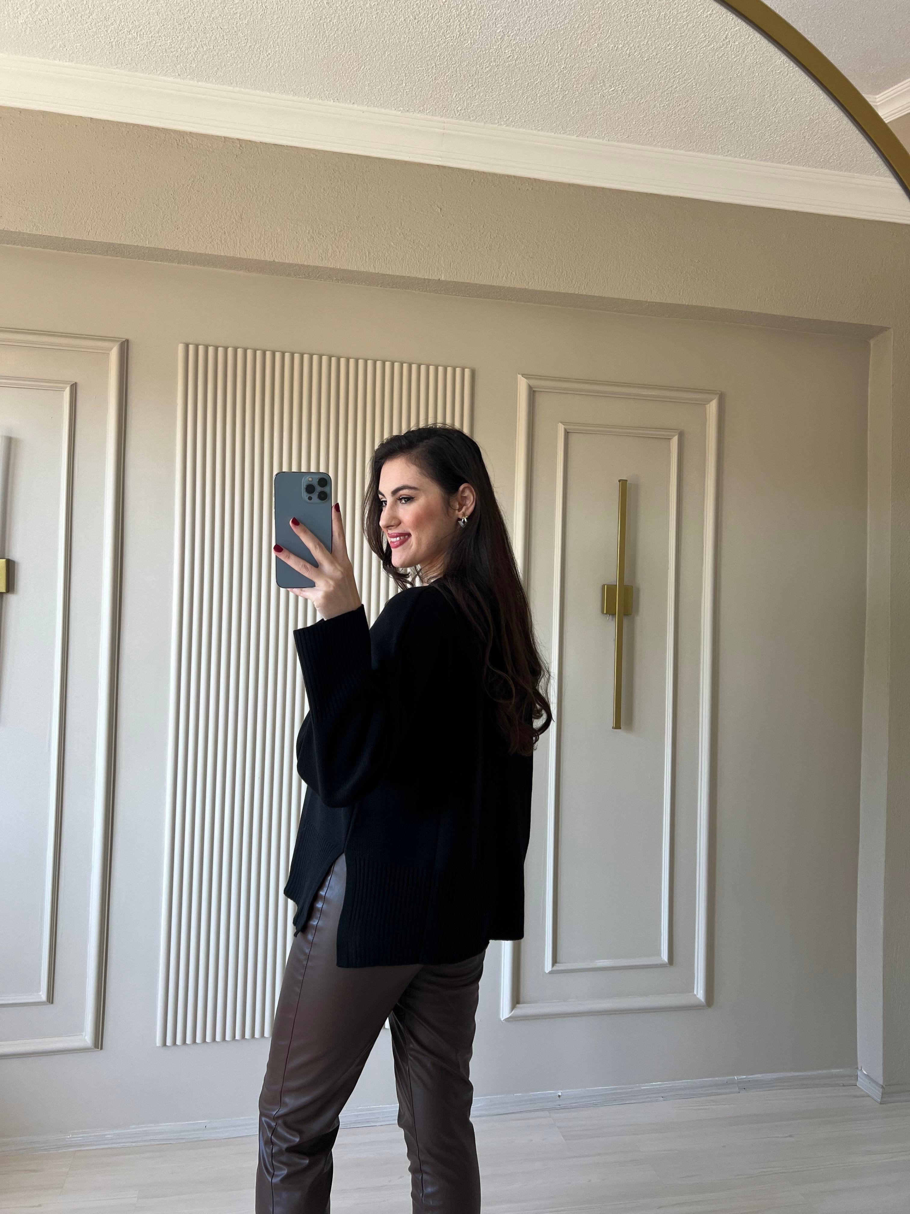 Teddy baskılı Siyah sweatshirt