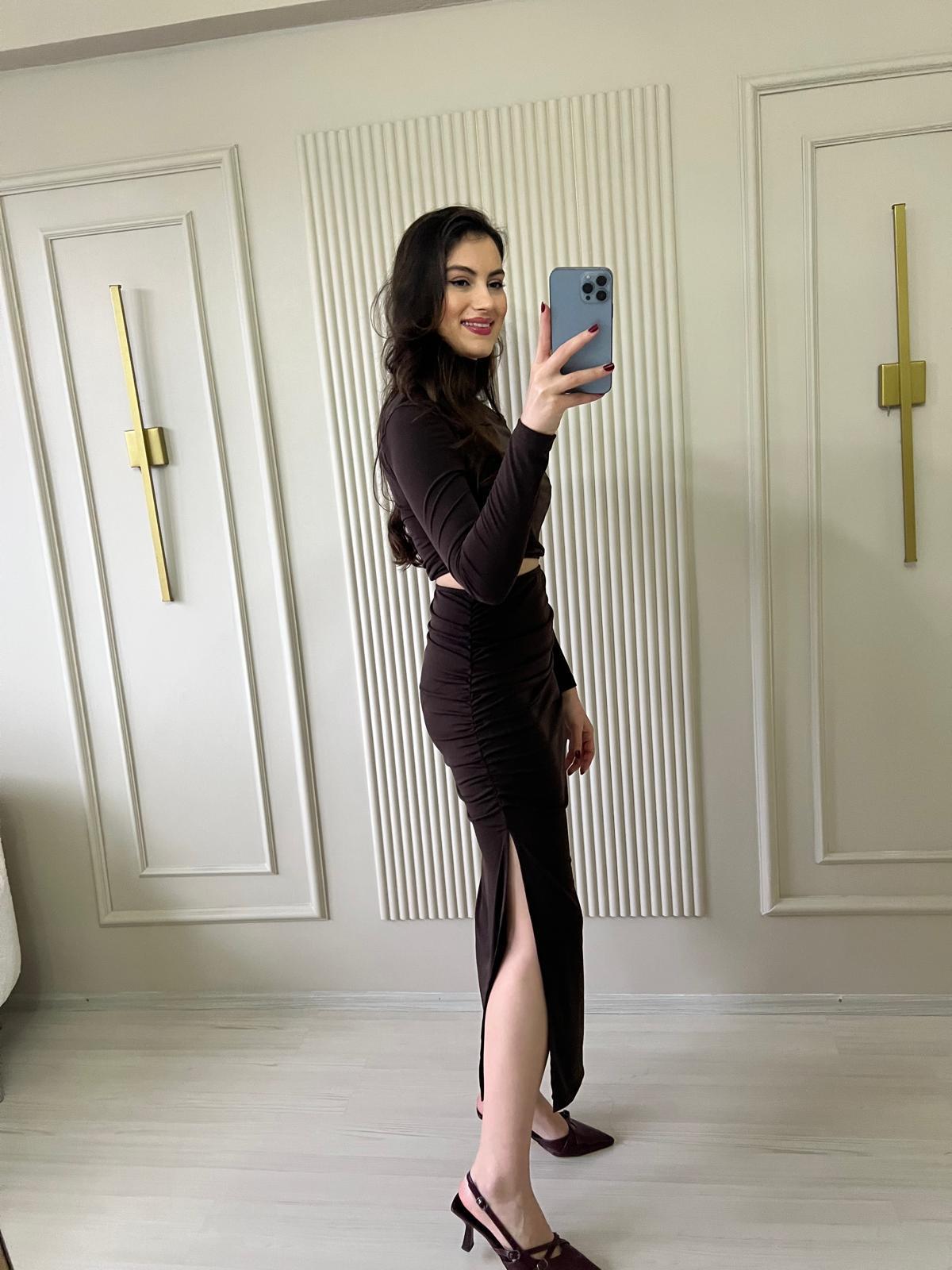 Zr Tasarım Elbise Kahve