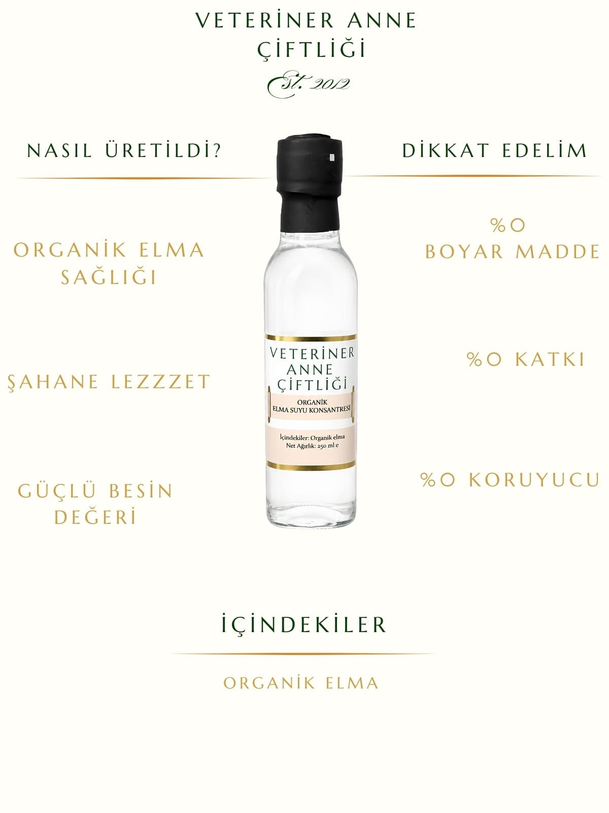 Organik Elma Suyu Konsantresi 250 ml