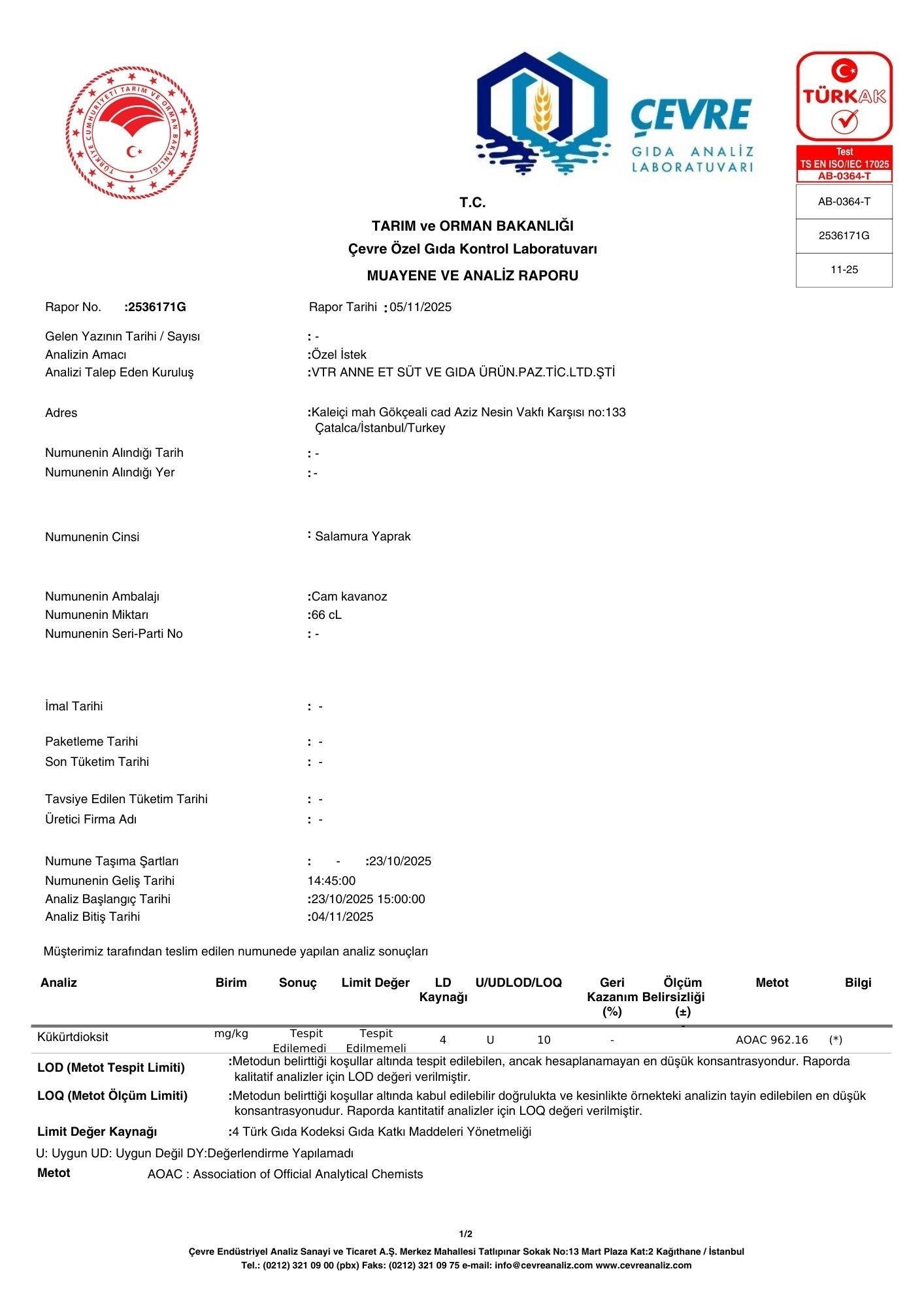 Salamura Yaprak 1 kg