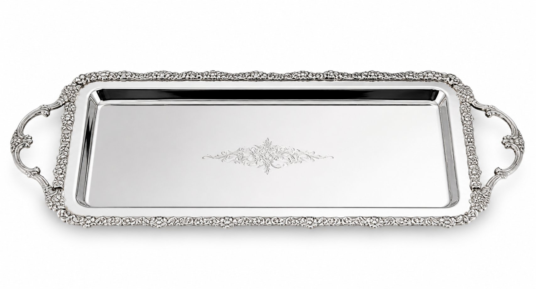 ENGRAVE BORDER BATON GÜMÜŞ TEPSİ