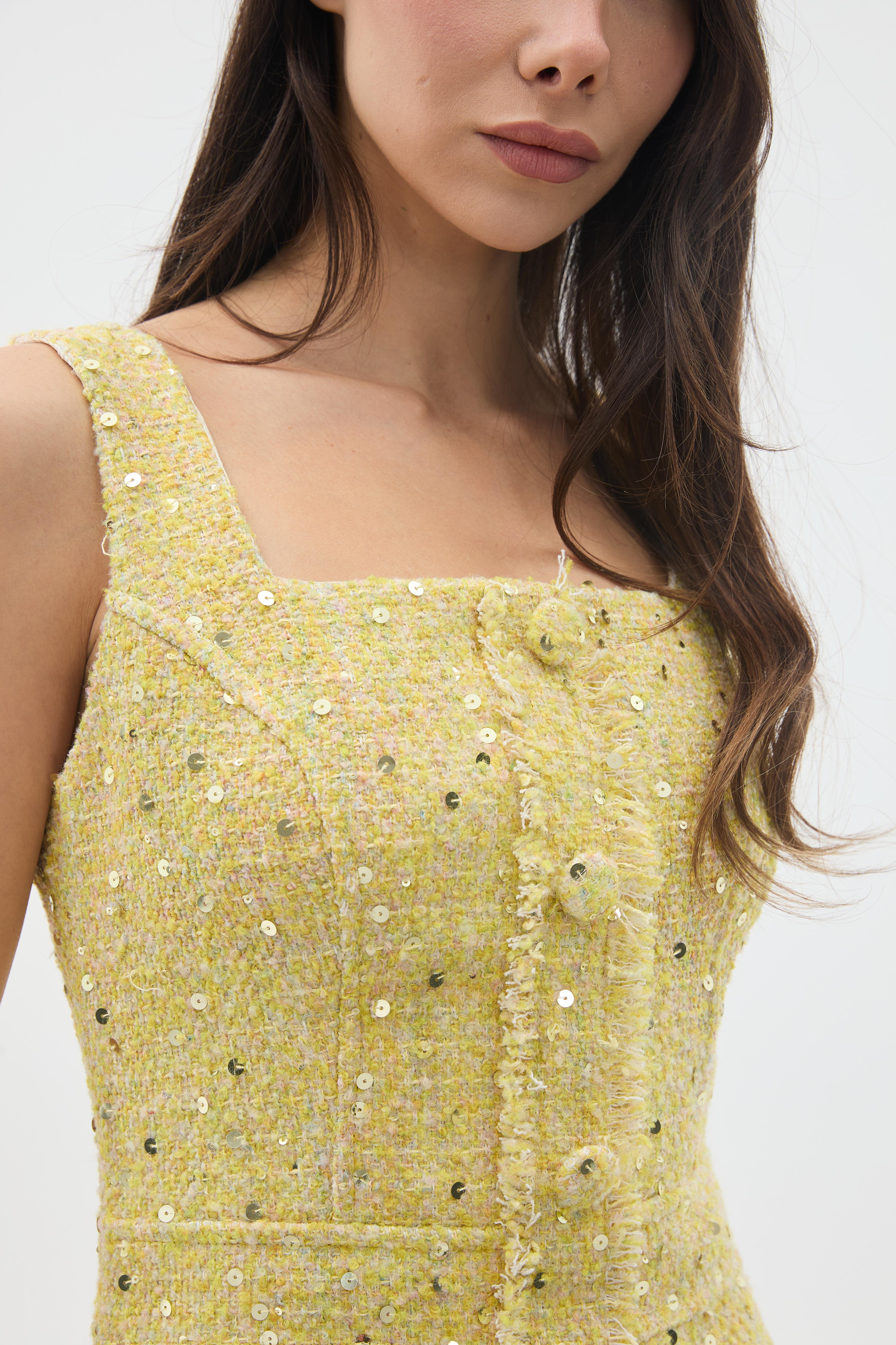 PAYETLİ ASKILI MİNİ ELBİSE