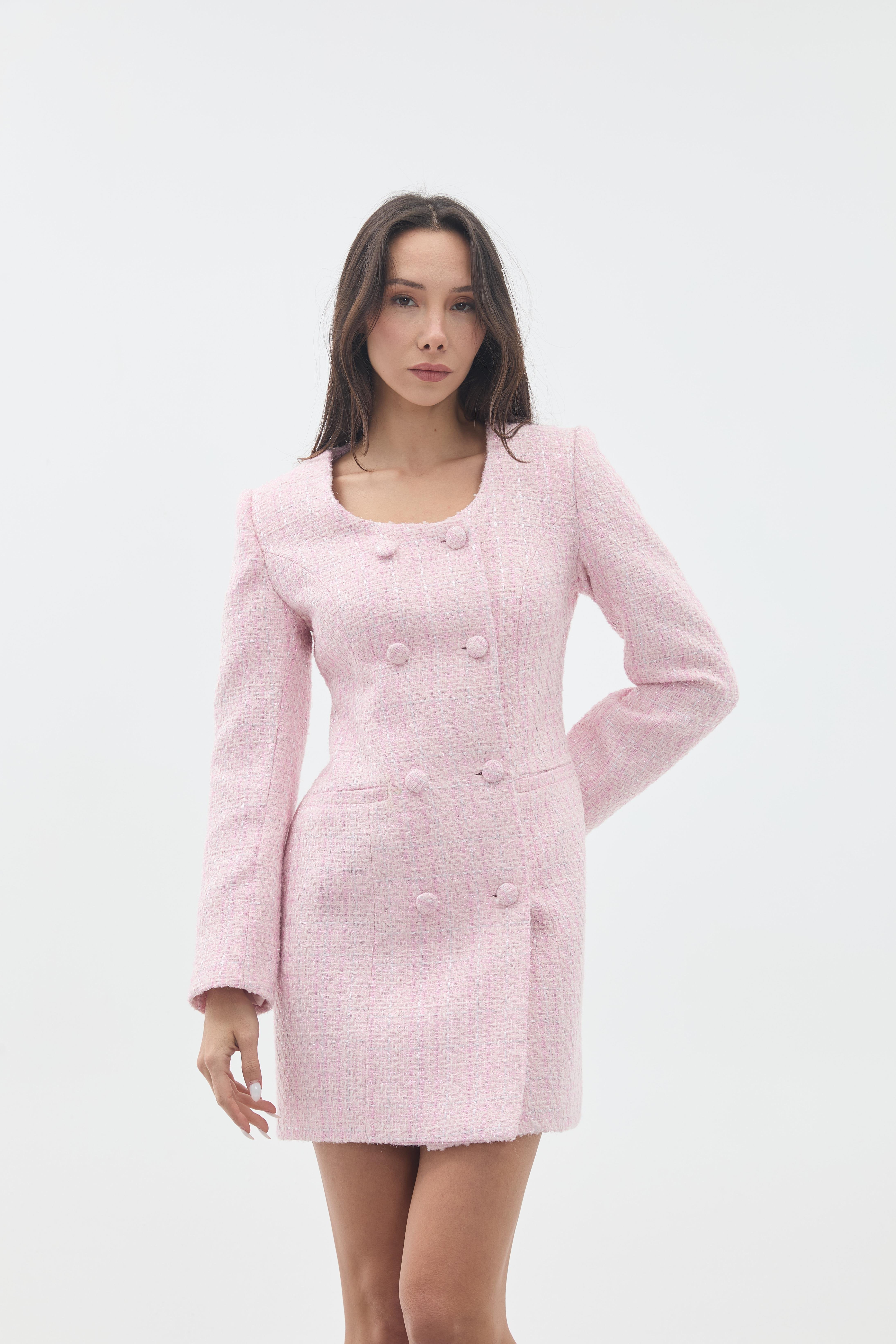 UZUN KOLLU MİNİ ELBİSE