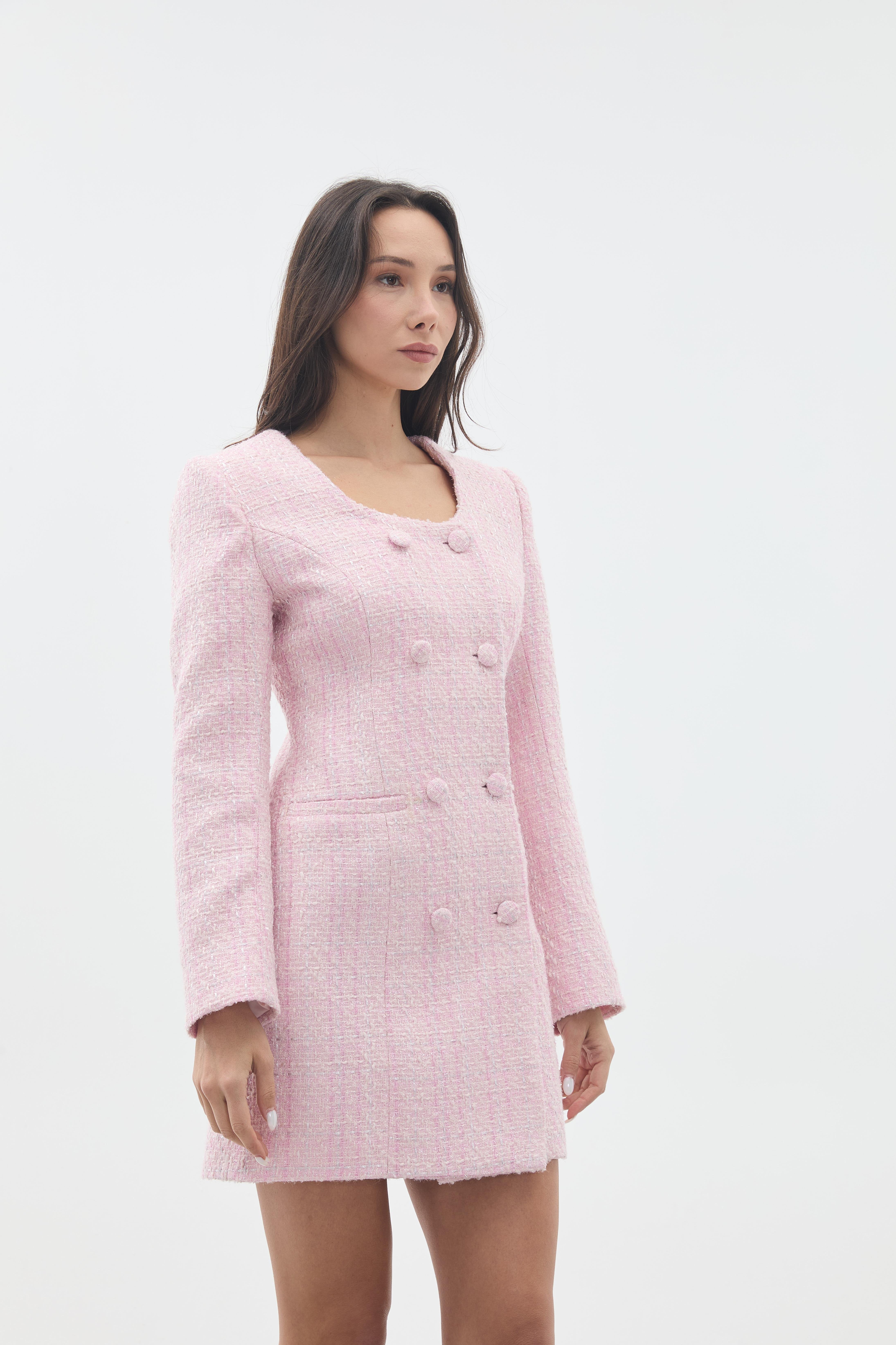 UZUN KOLLU MİNİ ELBİSE