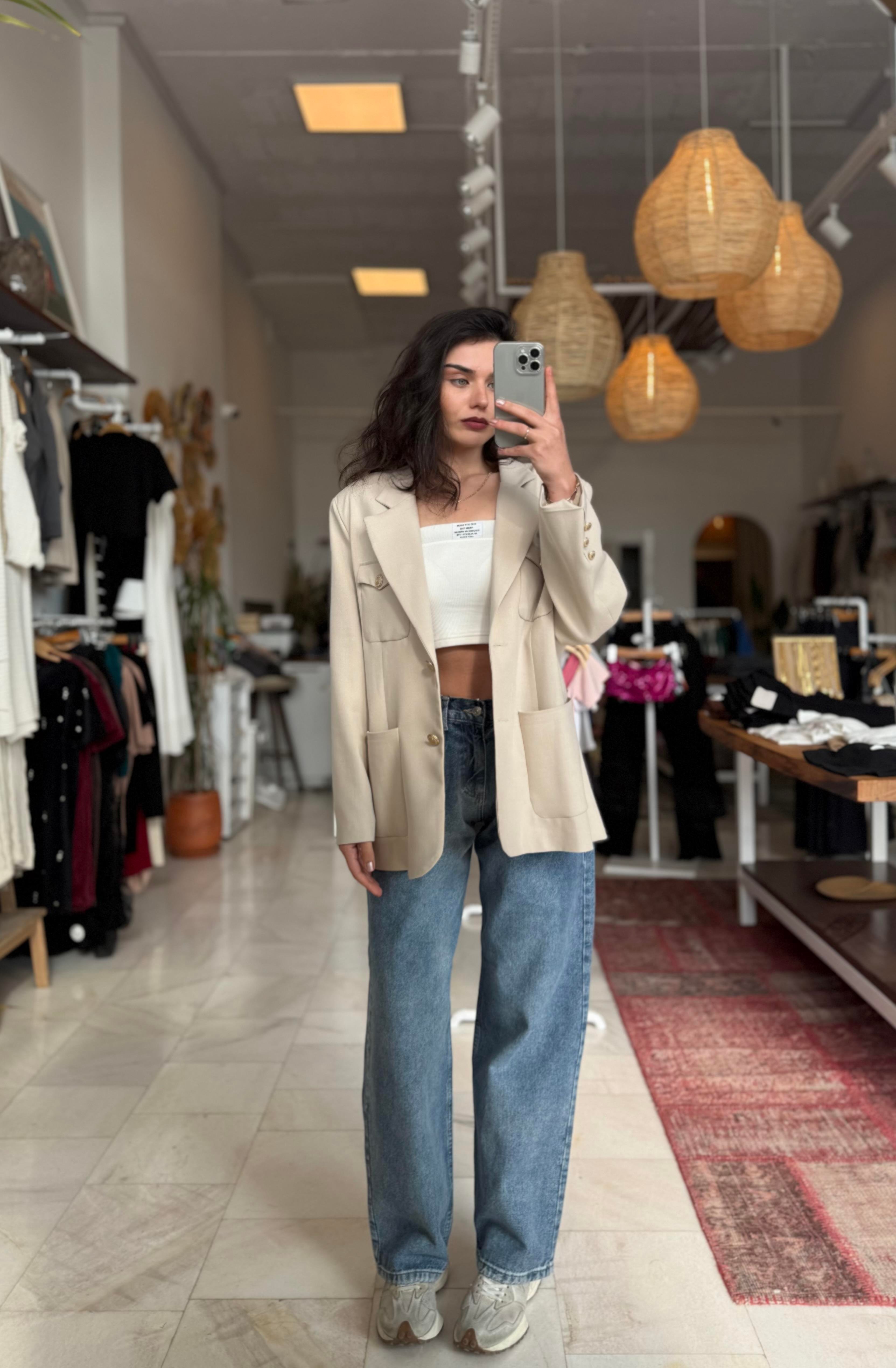 Dıştan Cep Blazer Ceket