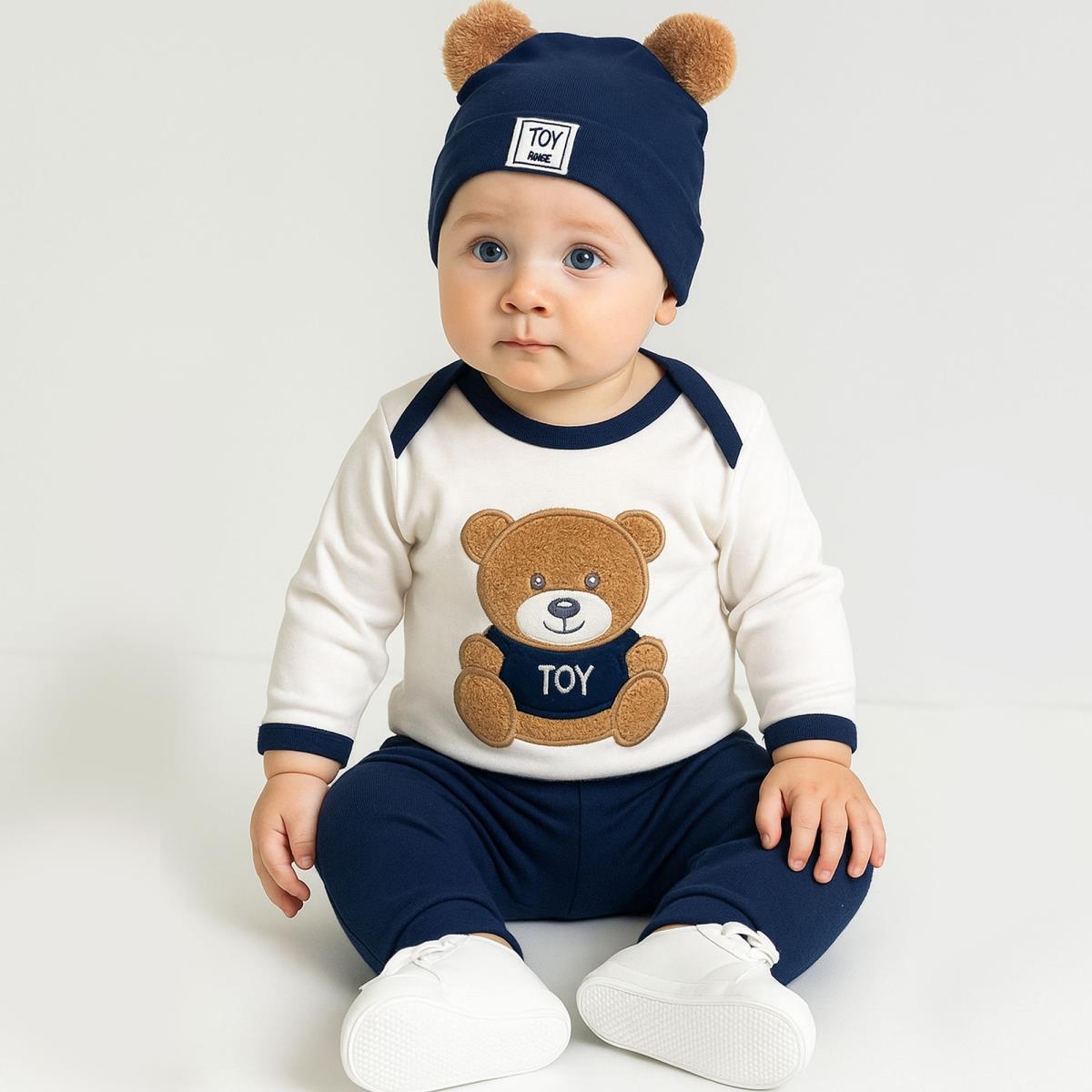 006.POLİFONİ.1735 6/9 AY ERKEK TOY BEAR 3P BADİLİ TAKIM POLİFONİAlt-Üst Takım