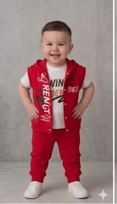 1/4 Yaş Winner Baskılı Yelekli 3lü Çocuk Takımı