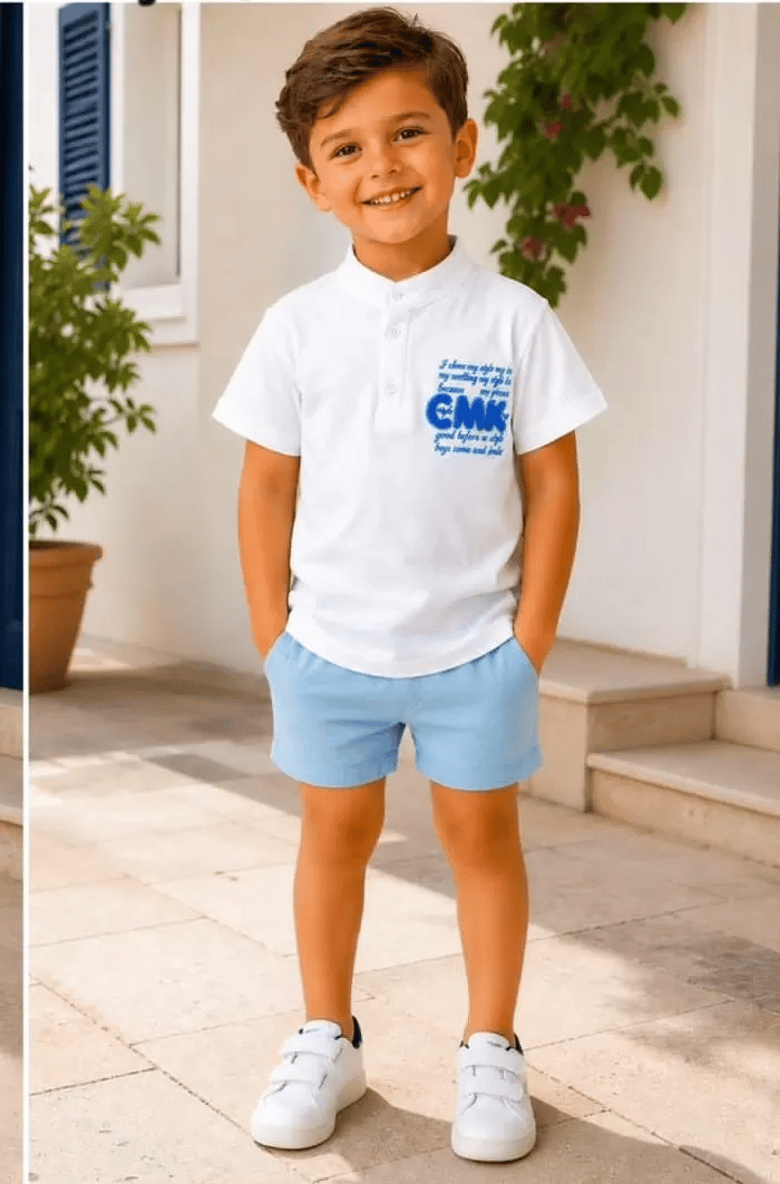 2/10 Yaş Keten Tişört Denim Şort Çocuk Takımı