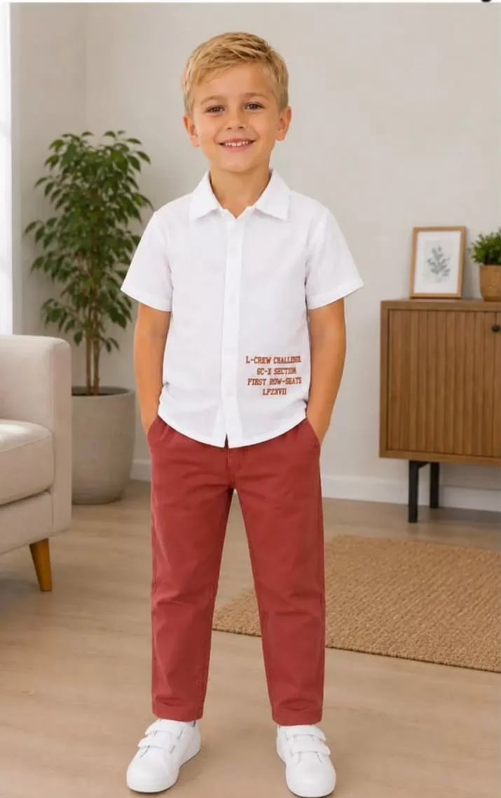 2/10 Yaş Müslin Gömlek Denim Pantolon Çocuk Takımı