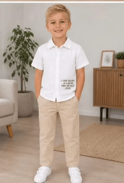 2/10 Yaş Müslin Gömlek Denim Pantolon Çocuk Takımı