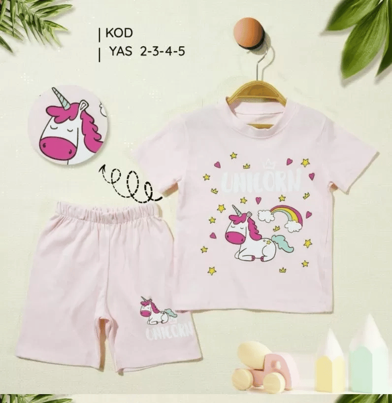2/5 Yaş Unicorn Baskılı Çocuk Takımı