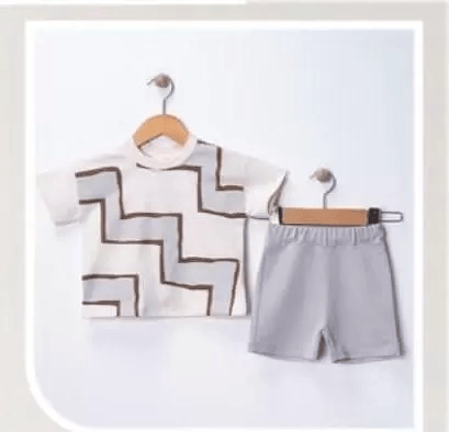 6/18 Ay Geometrik Baskılı Oversize Bebek Takımı