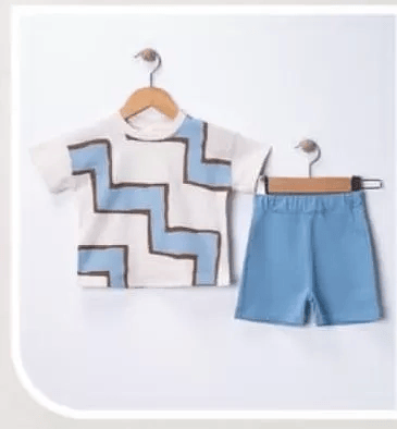 6/18 Ay Geometrik Baskılı Oversize Bebek Takımı