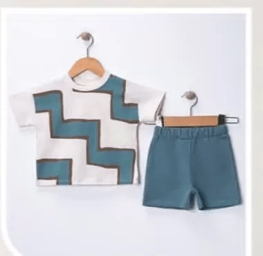 6/18 Ay Geometrik Baskılı Oversize Bebek Takımı